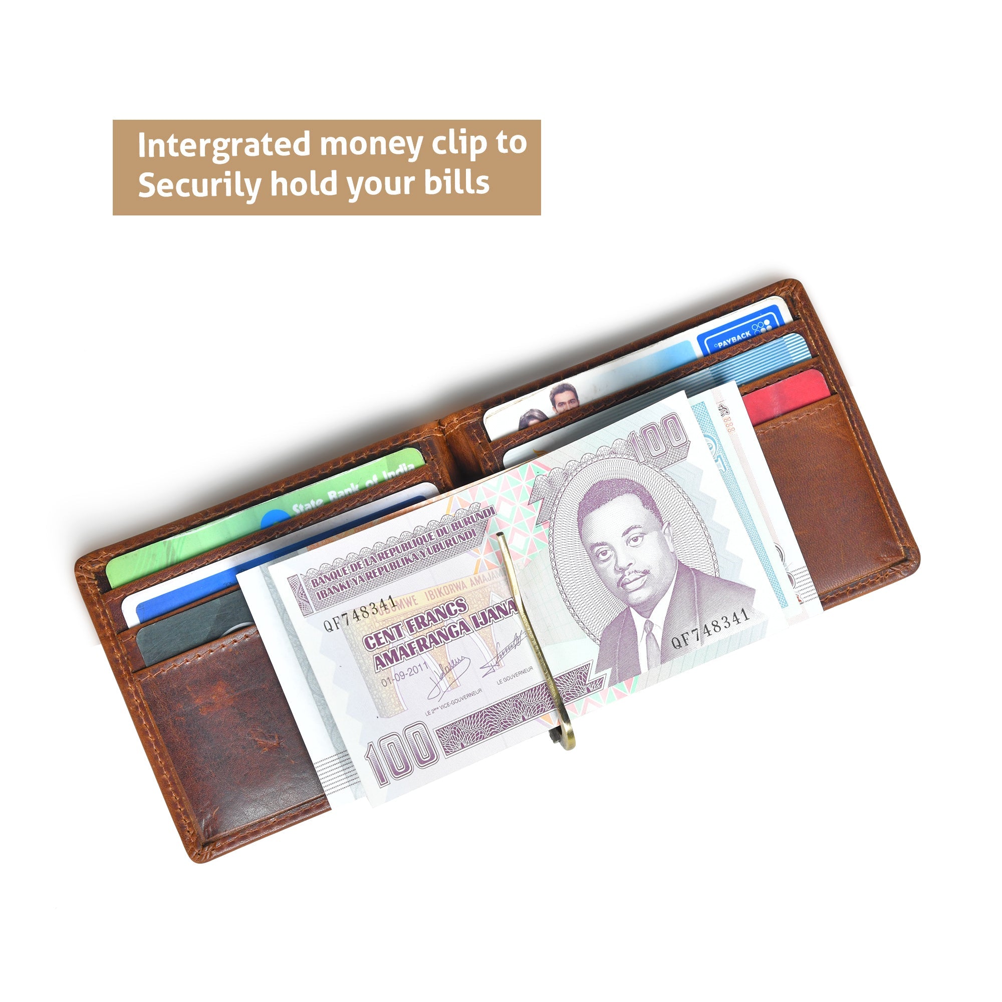 Slim Money Clip Wallet - Tan Colour
