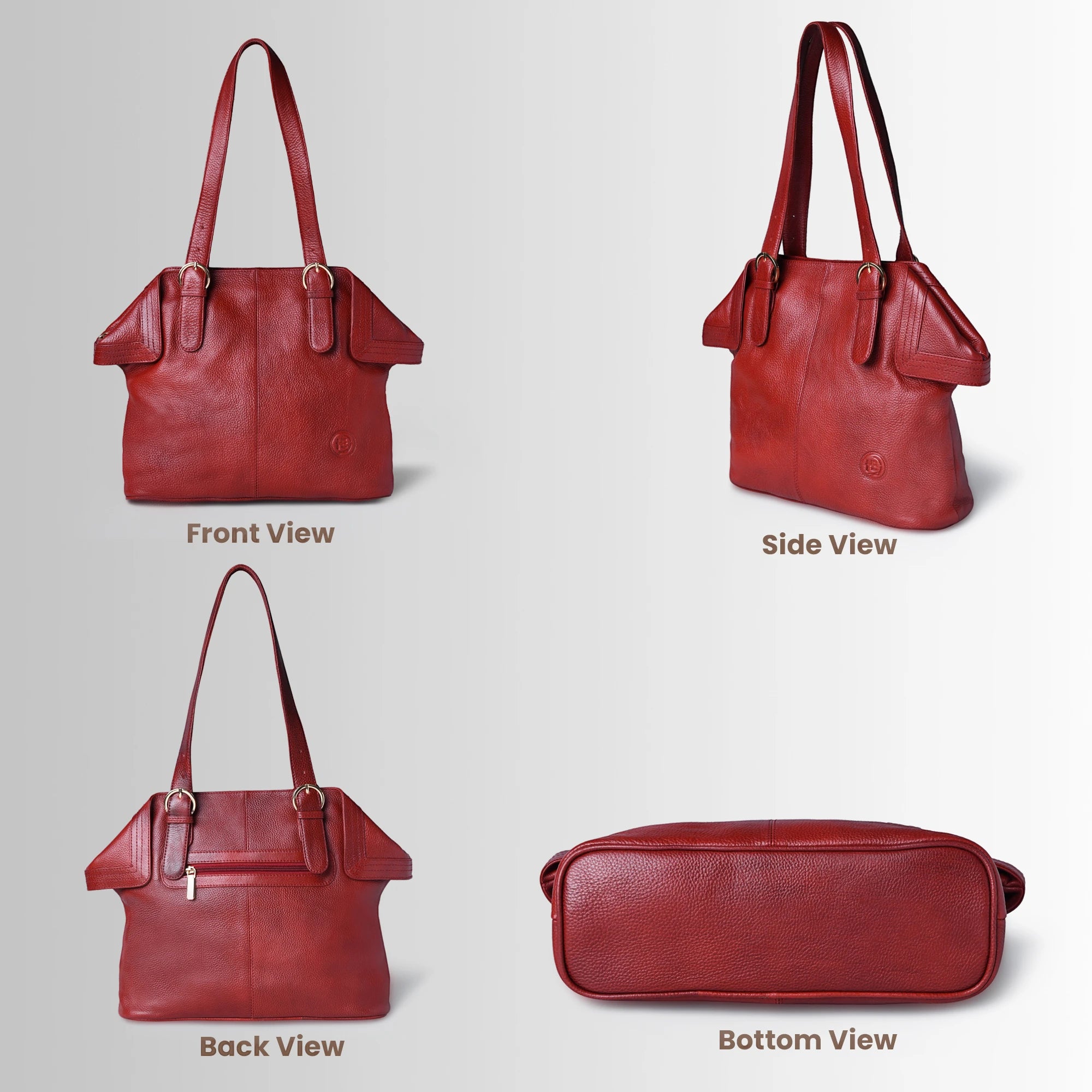 Aveline Leather Shoulder Tote – Cherry Red