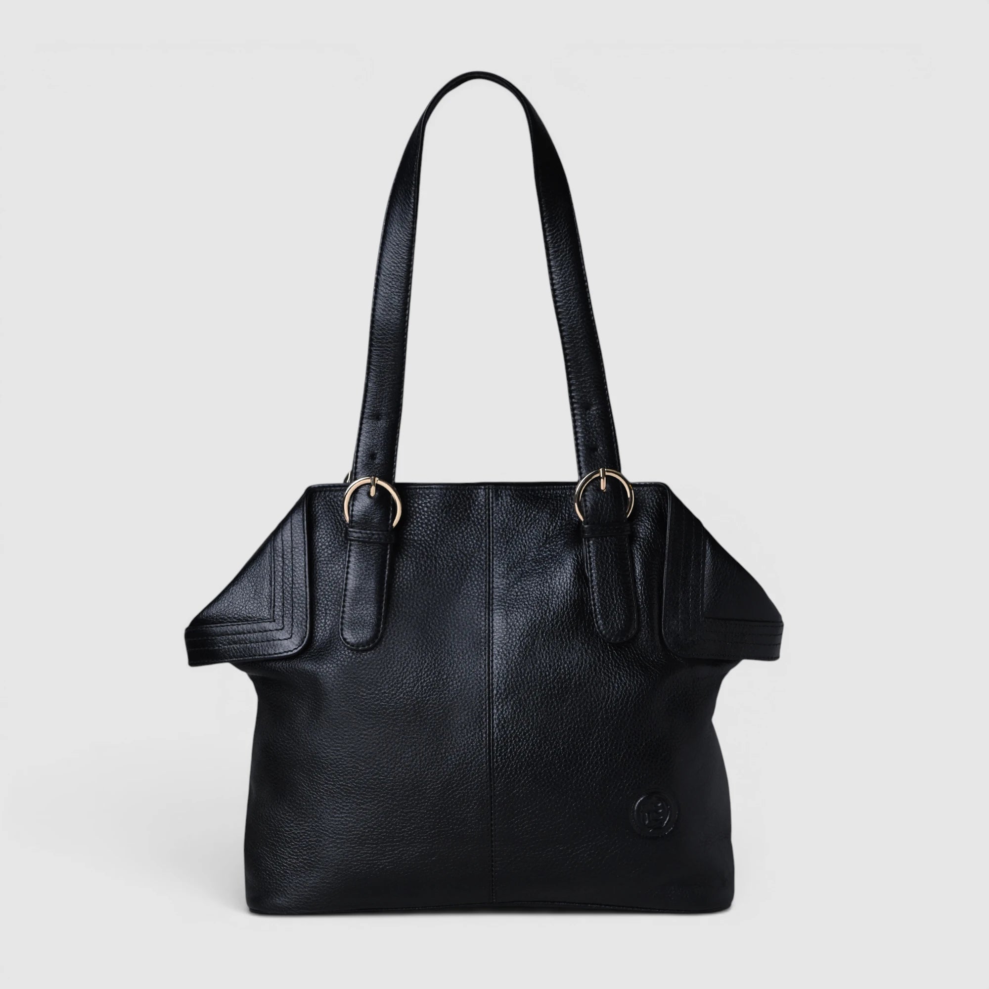 Aveline Leather Shoulder Tote – Black
