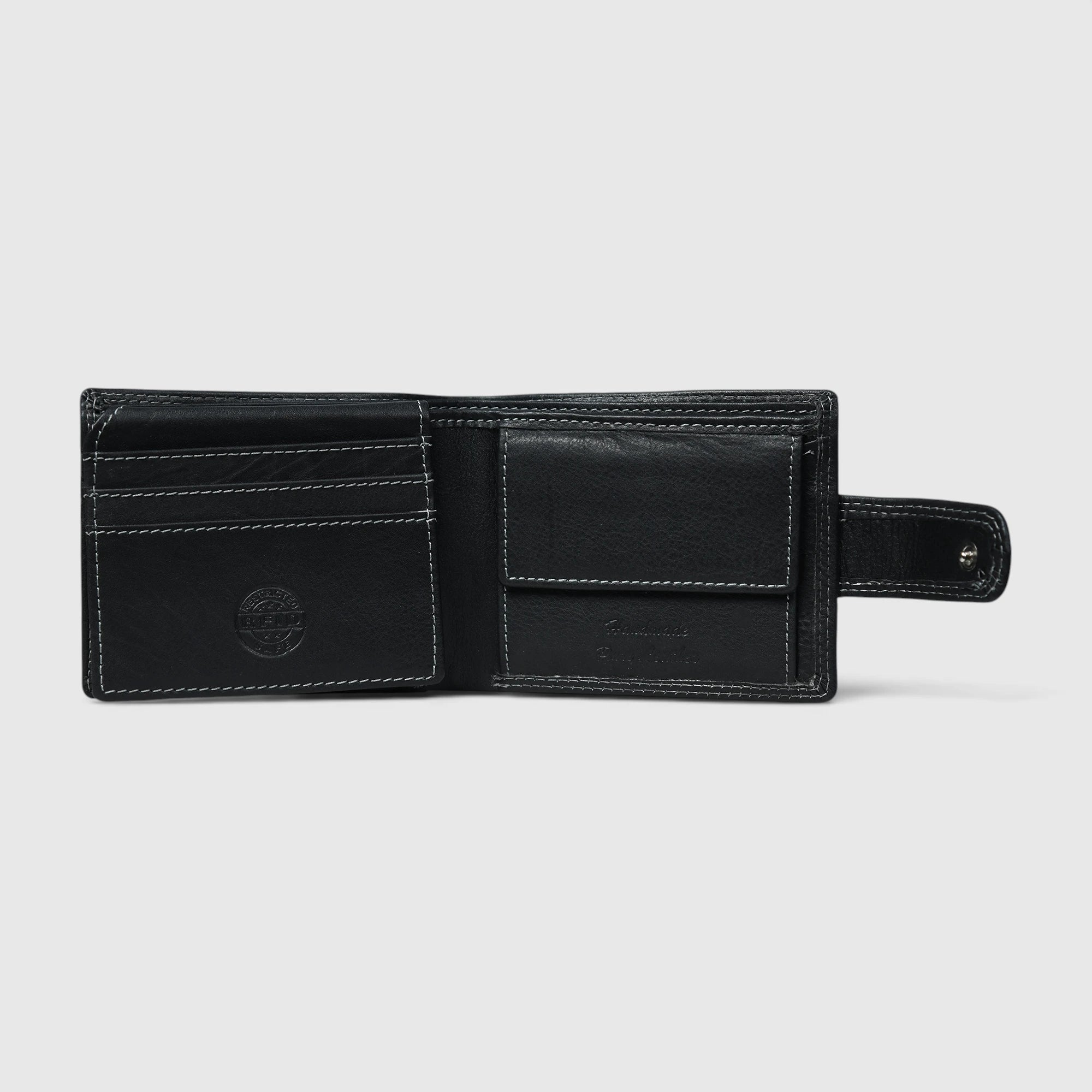 Executive Shield Leather Wallet – Classic Black