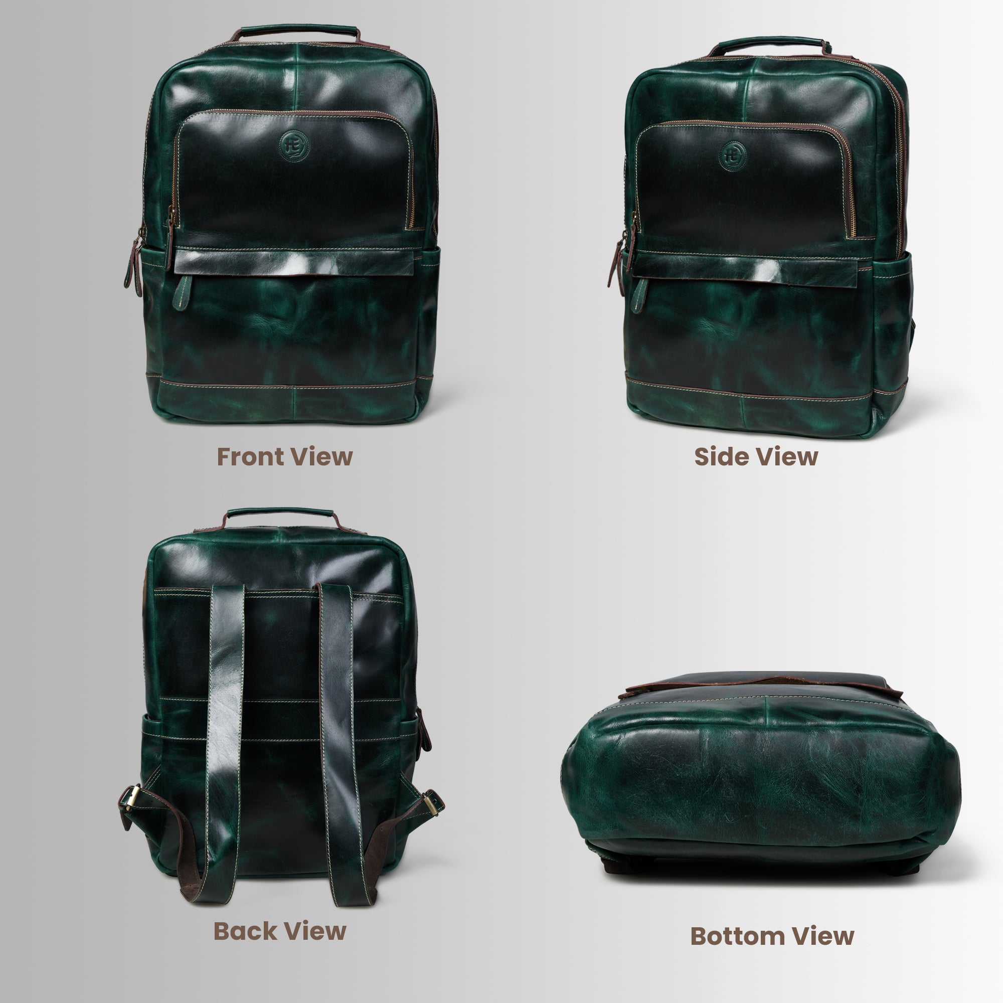 Alpine Vintage Leather Laptop Backpack - Rich Green