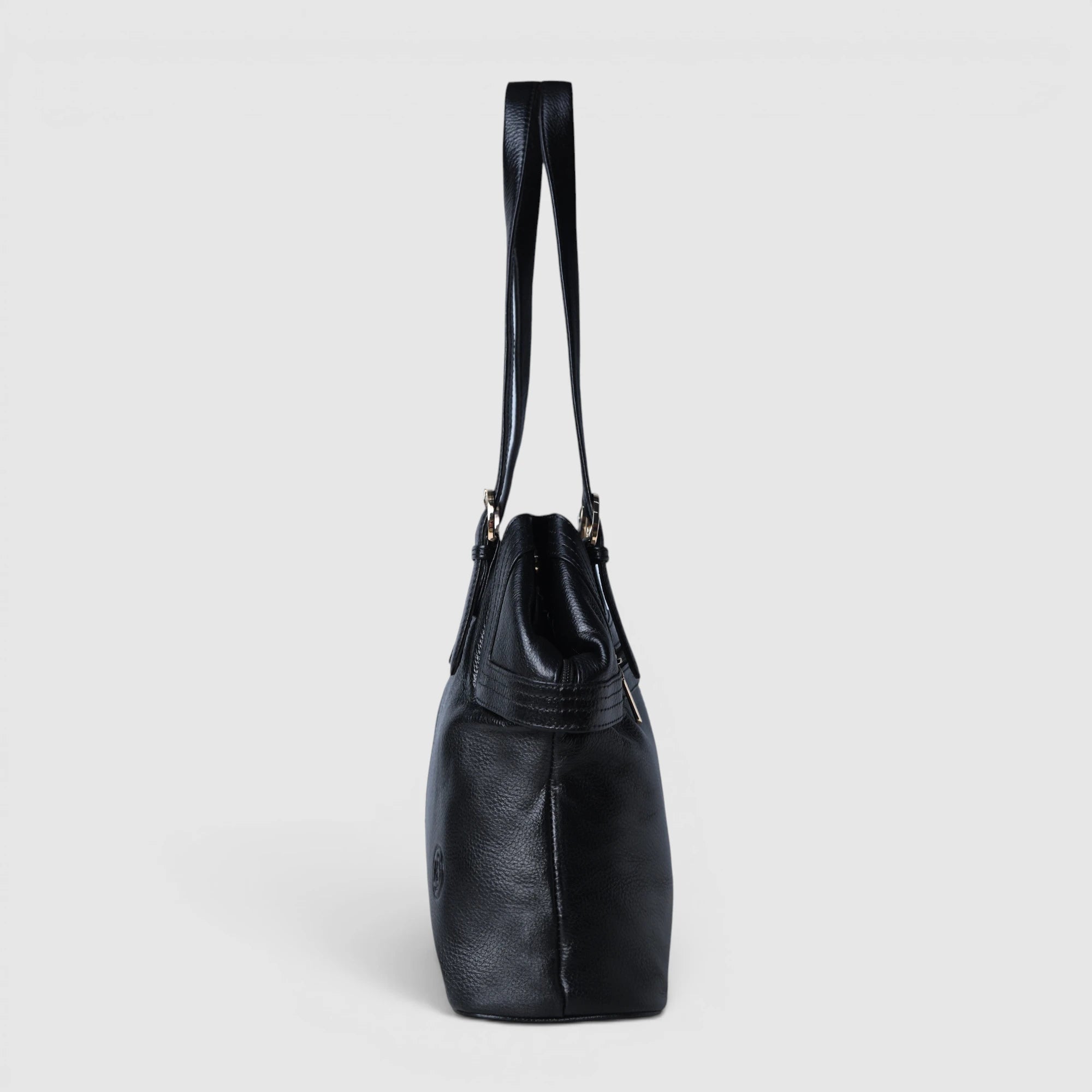 Aveline Leather Shoulder Tote – Black