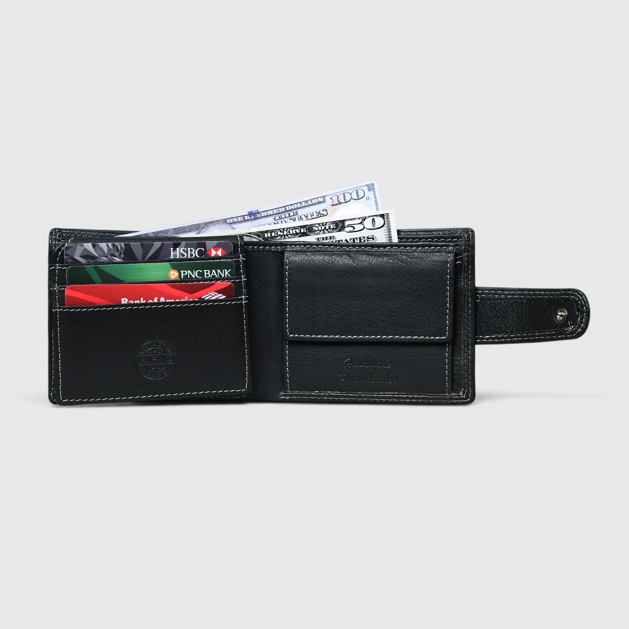 Executive Shield Leather Wallet – Classic Black