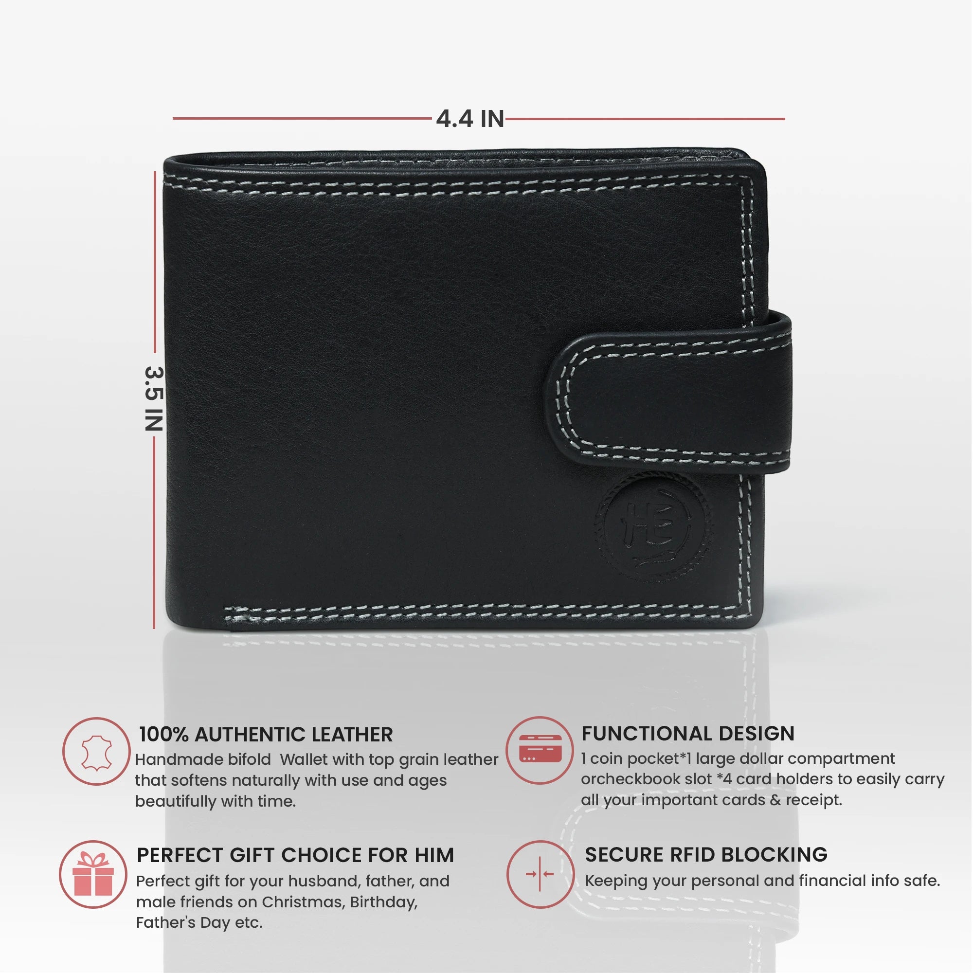Executive Shield Leather Wallet – Classic Black