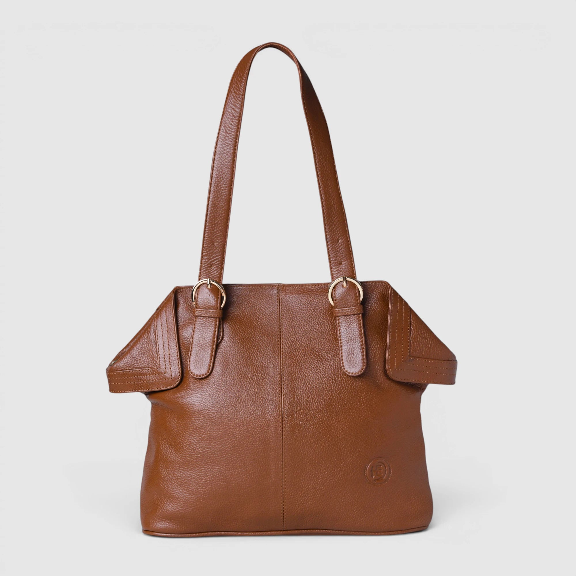 Aveline Leather Shoulder Tote – Tan