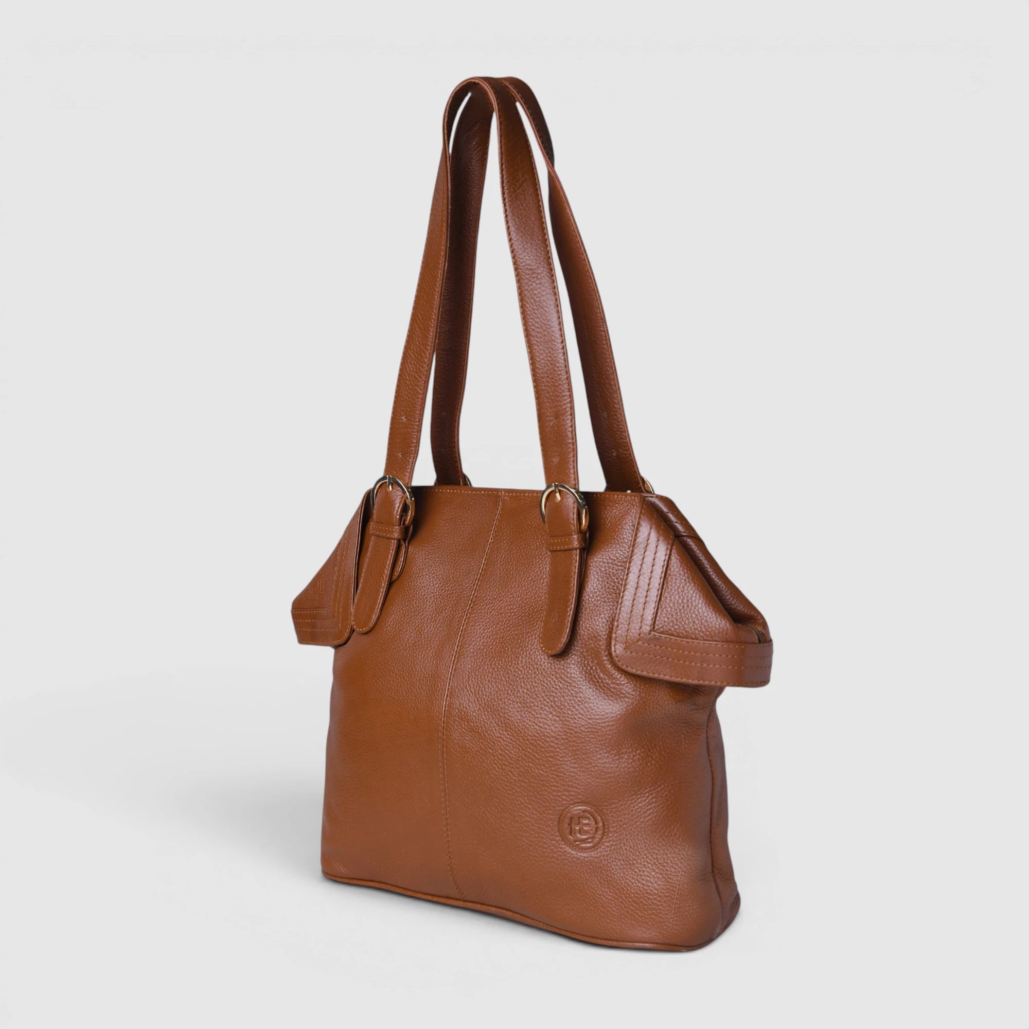 Aveline Leather Shoulder Tote – Tan