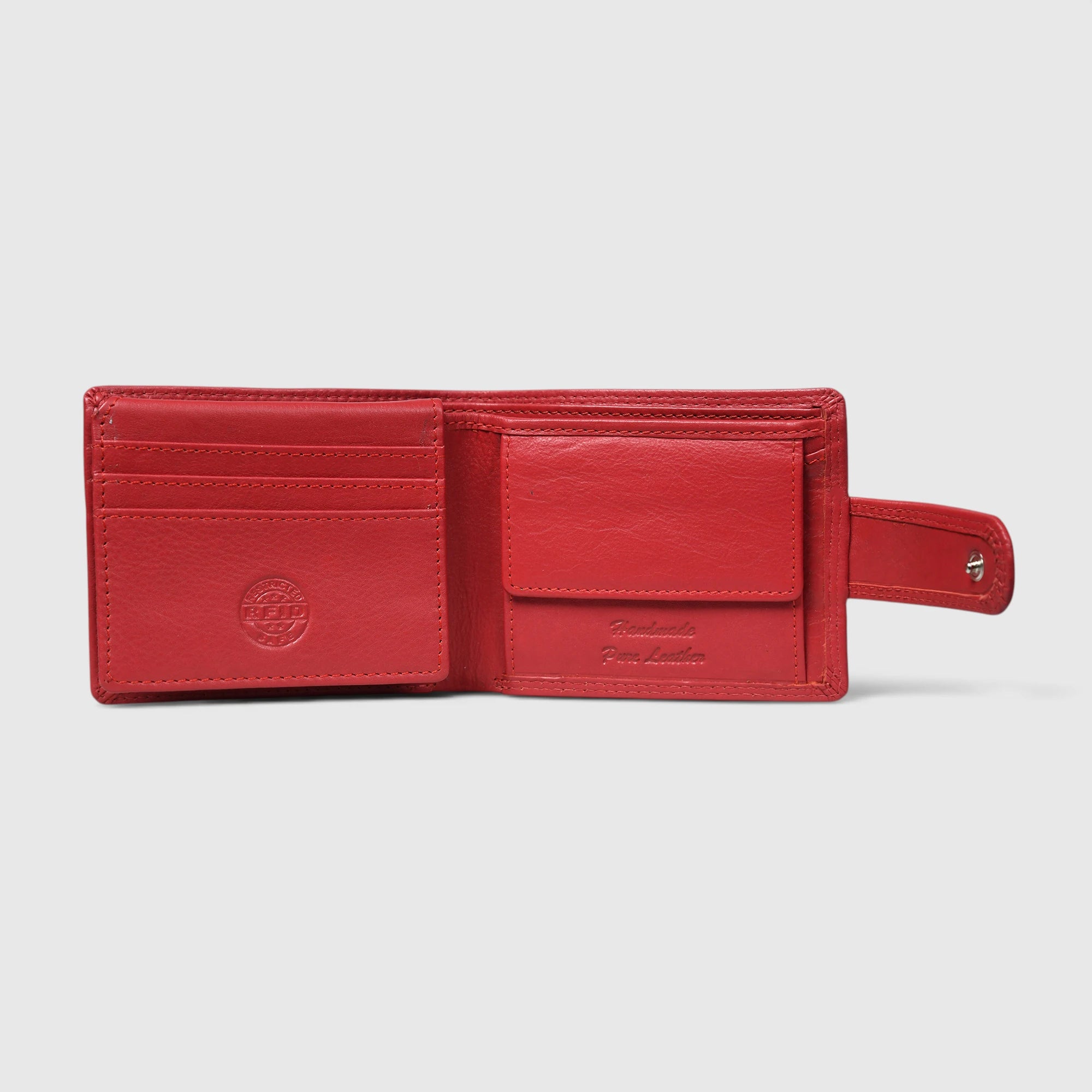 Executive Shield Leather Wallet – Signature Red