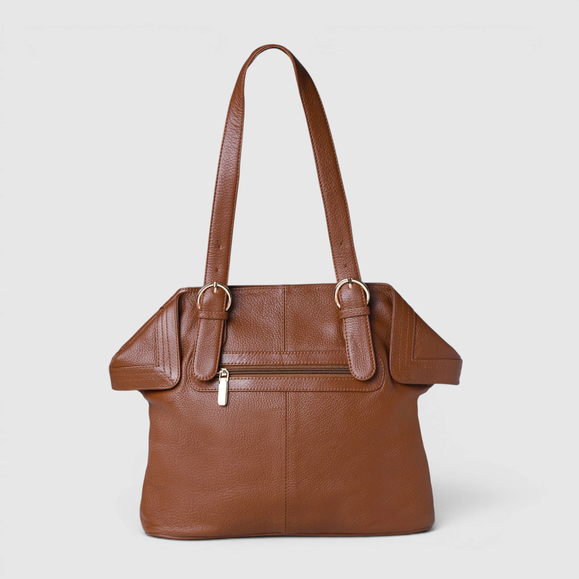 Aveline Leather Shoulder Tote – Tan