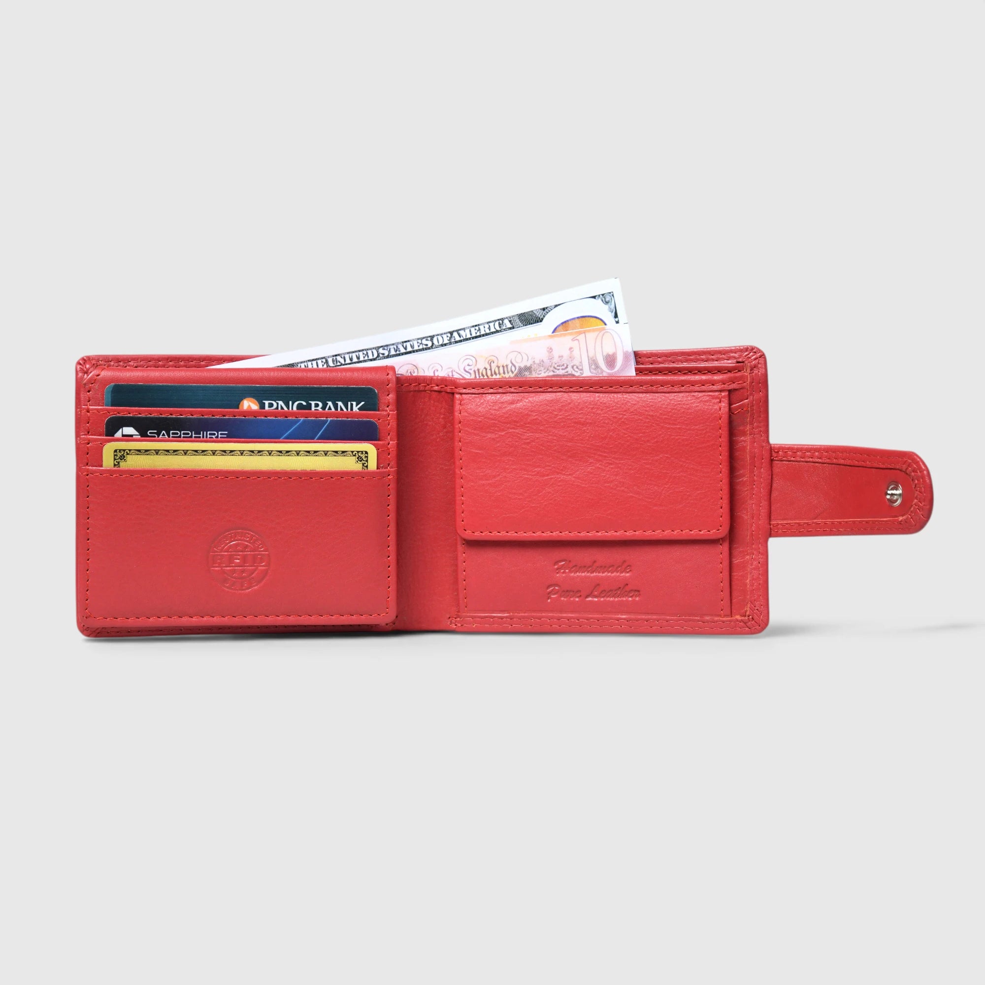 Executive Shield Leather Wallet – Signature Red
