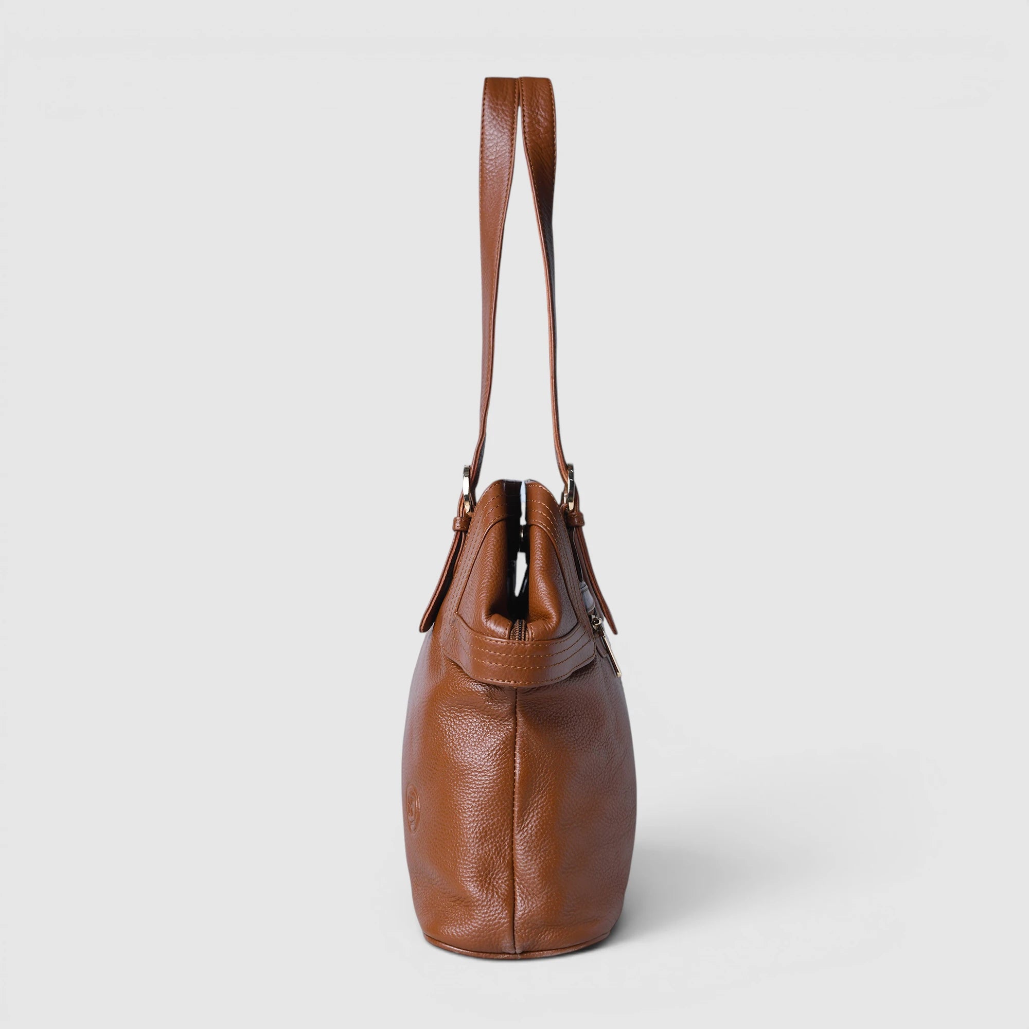 Aveline Leather Shoulder Tote – Tan