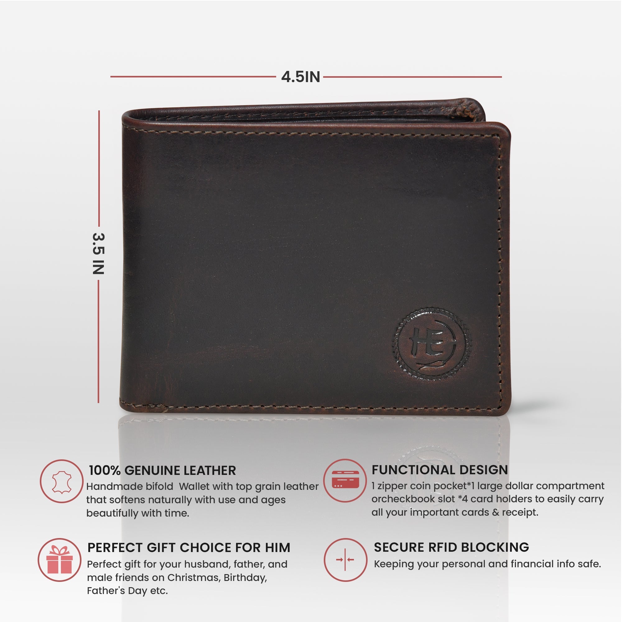 Vintage Leather RFID Wallet -Espresso brown