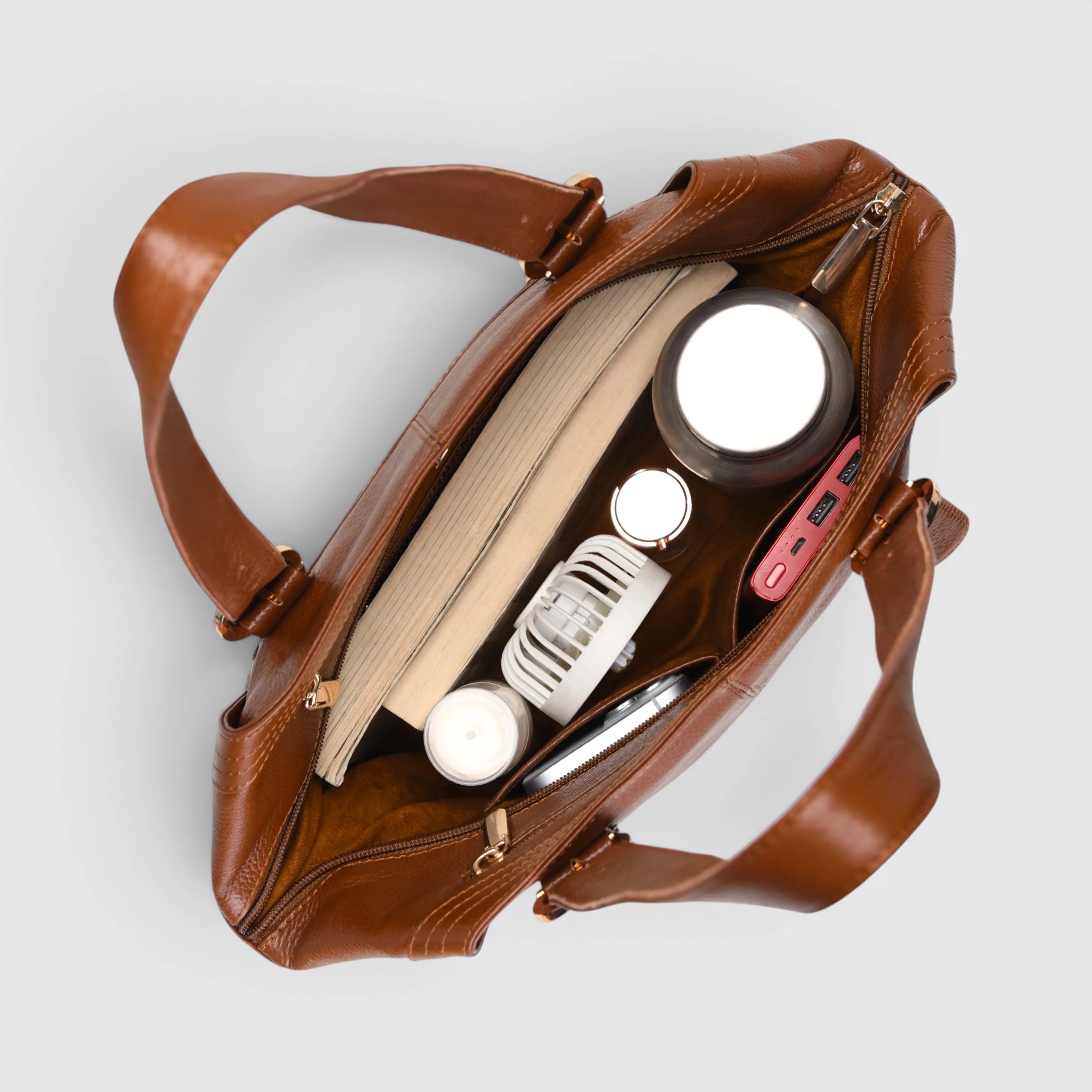 Aveline Leather Shoulder Tote – Tan