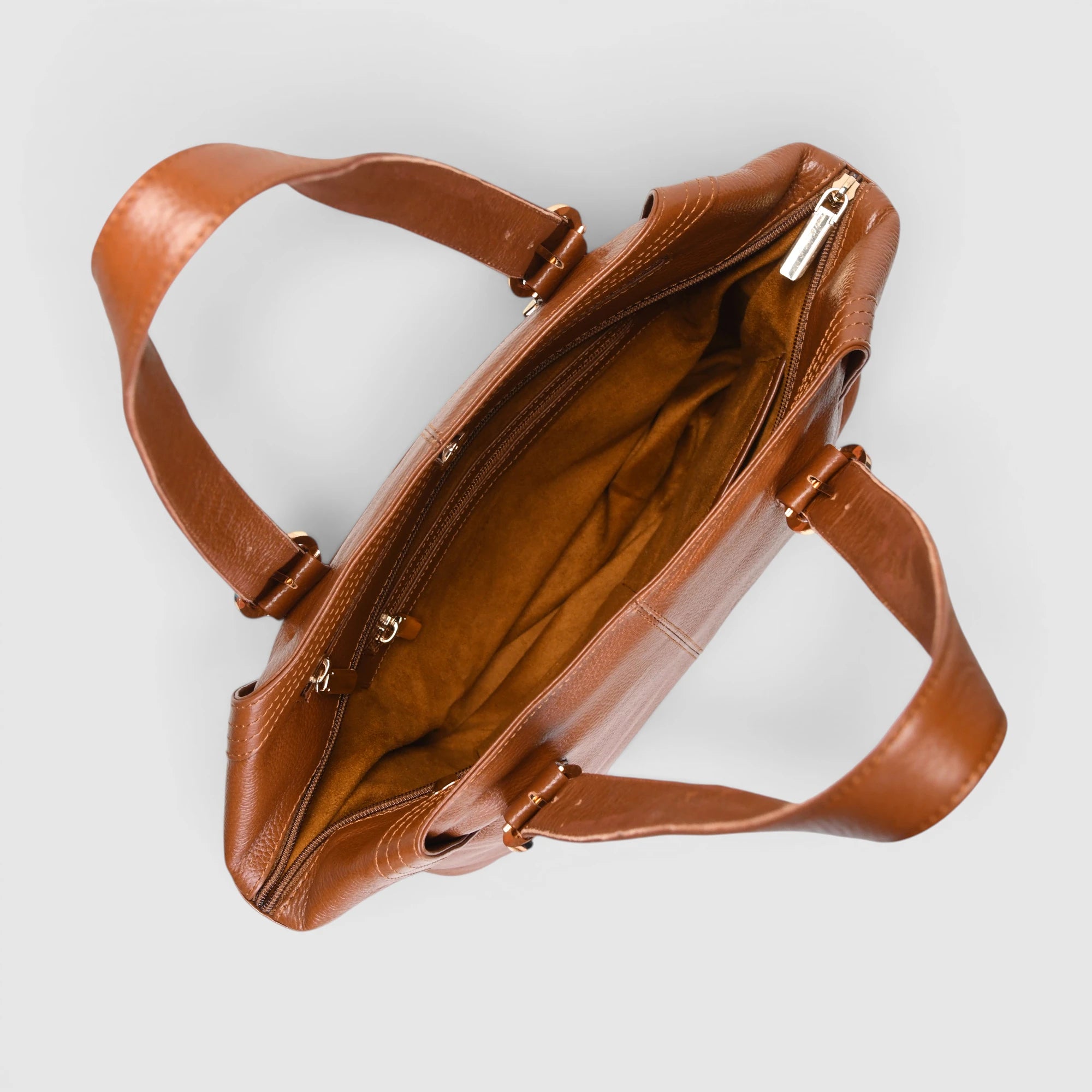 Aveline Leather Shoulder Tote – Tan