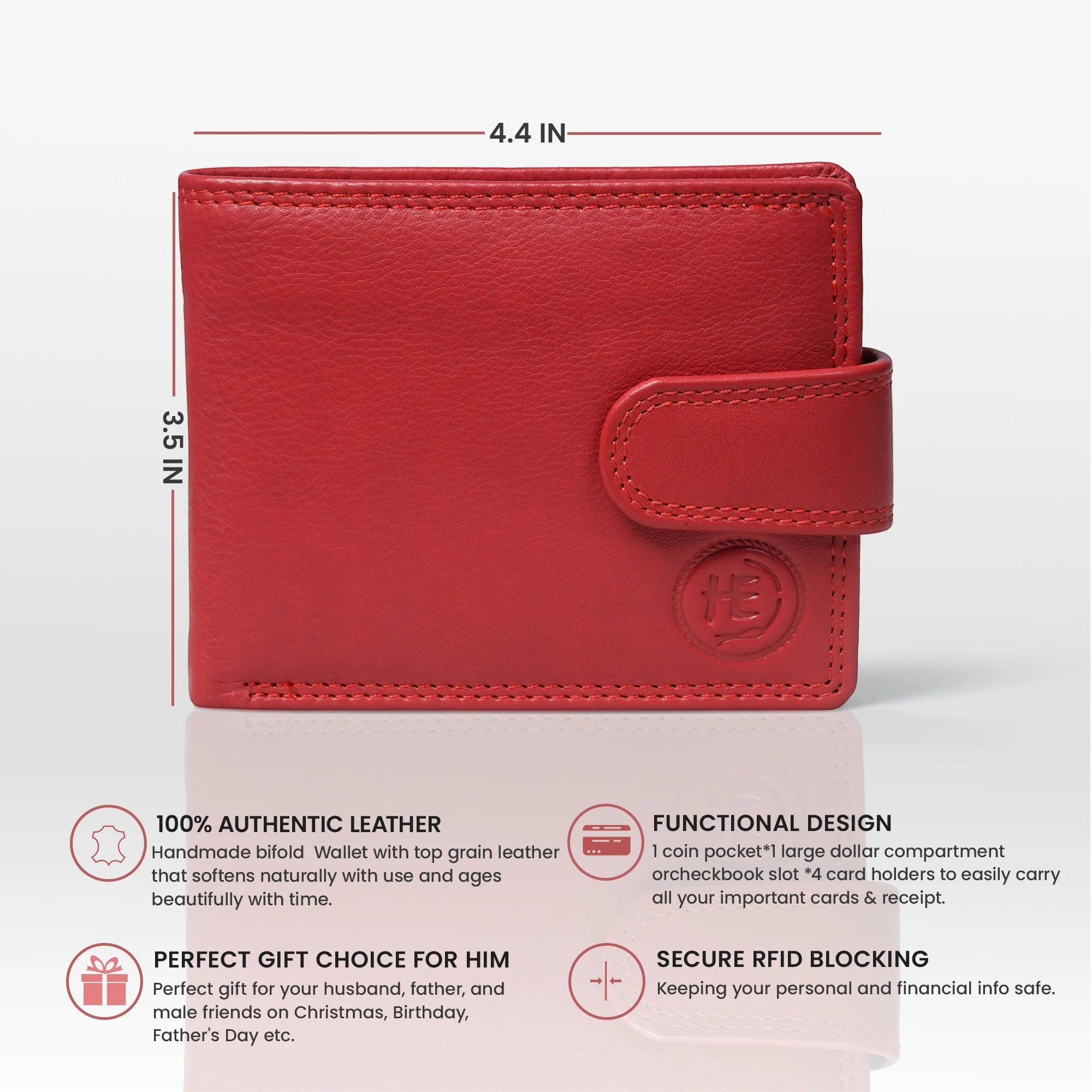 Executive Shield Leather Wallet – Signature Red