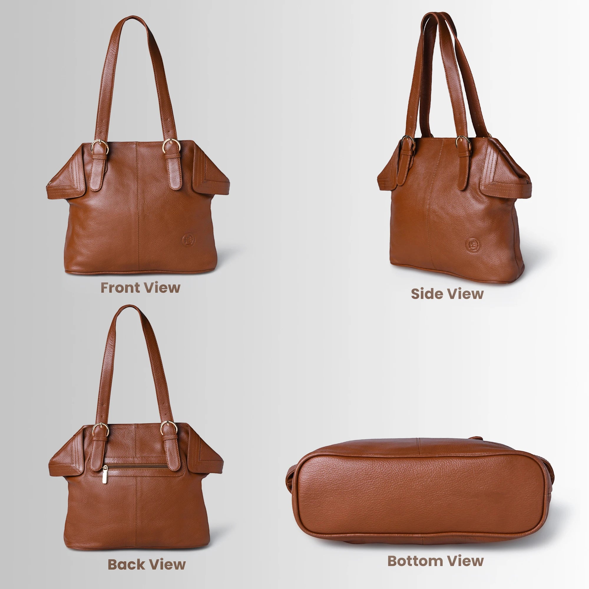 Aveline Leather Shoulder Tote – Tan