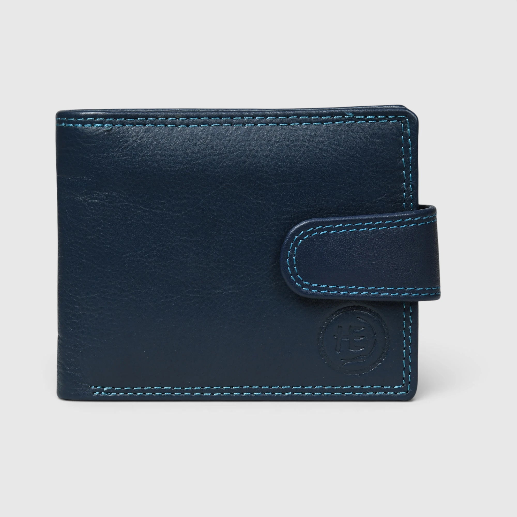 Executive Shield Leather Wallet – Midnight Blue