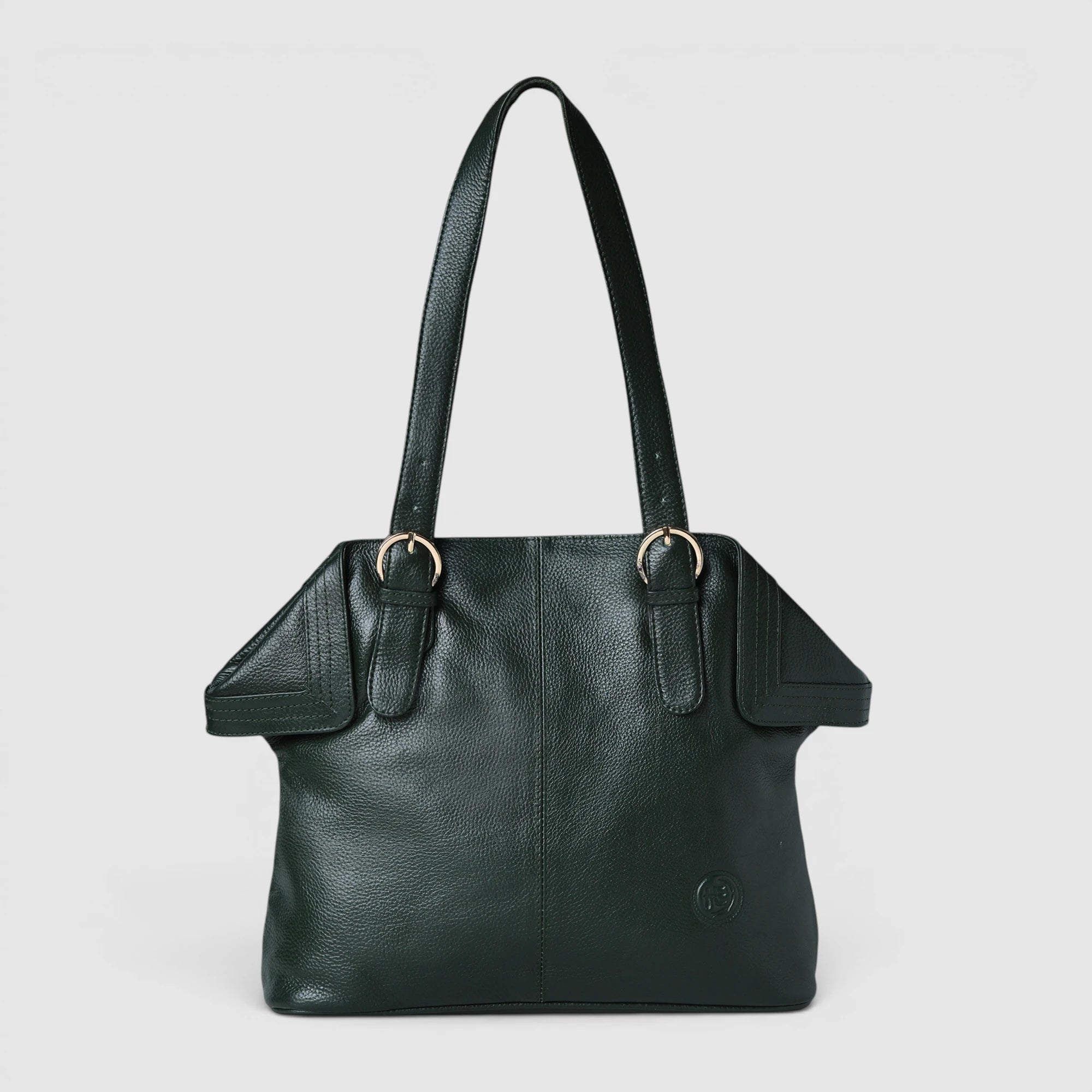 Aveline Leather Shoulder Tote – Rich Green