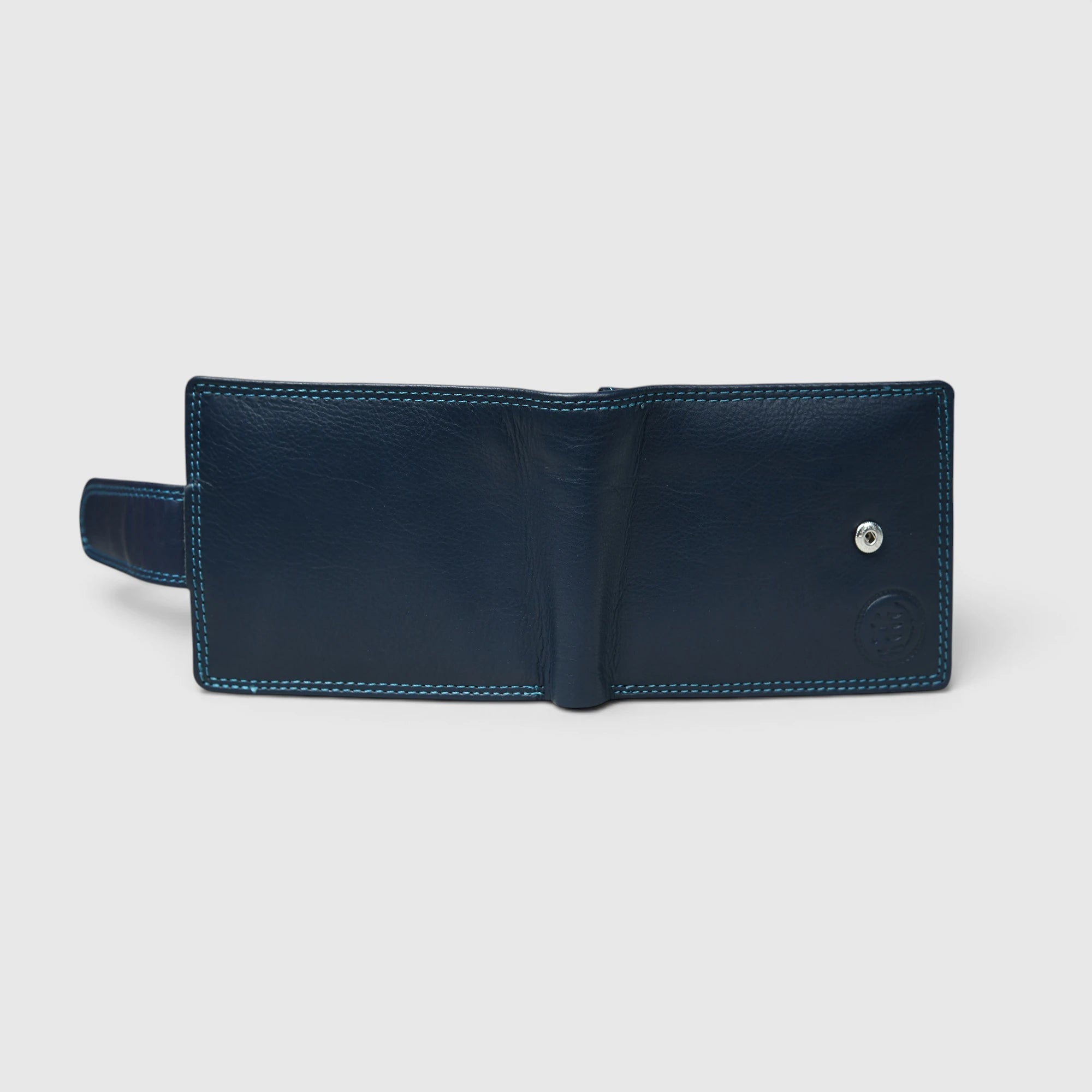 Executive Shield Leather Wallet – Midnight Blue