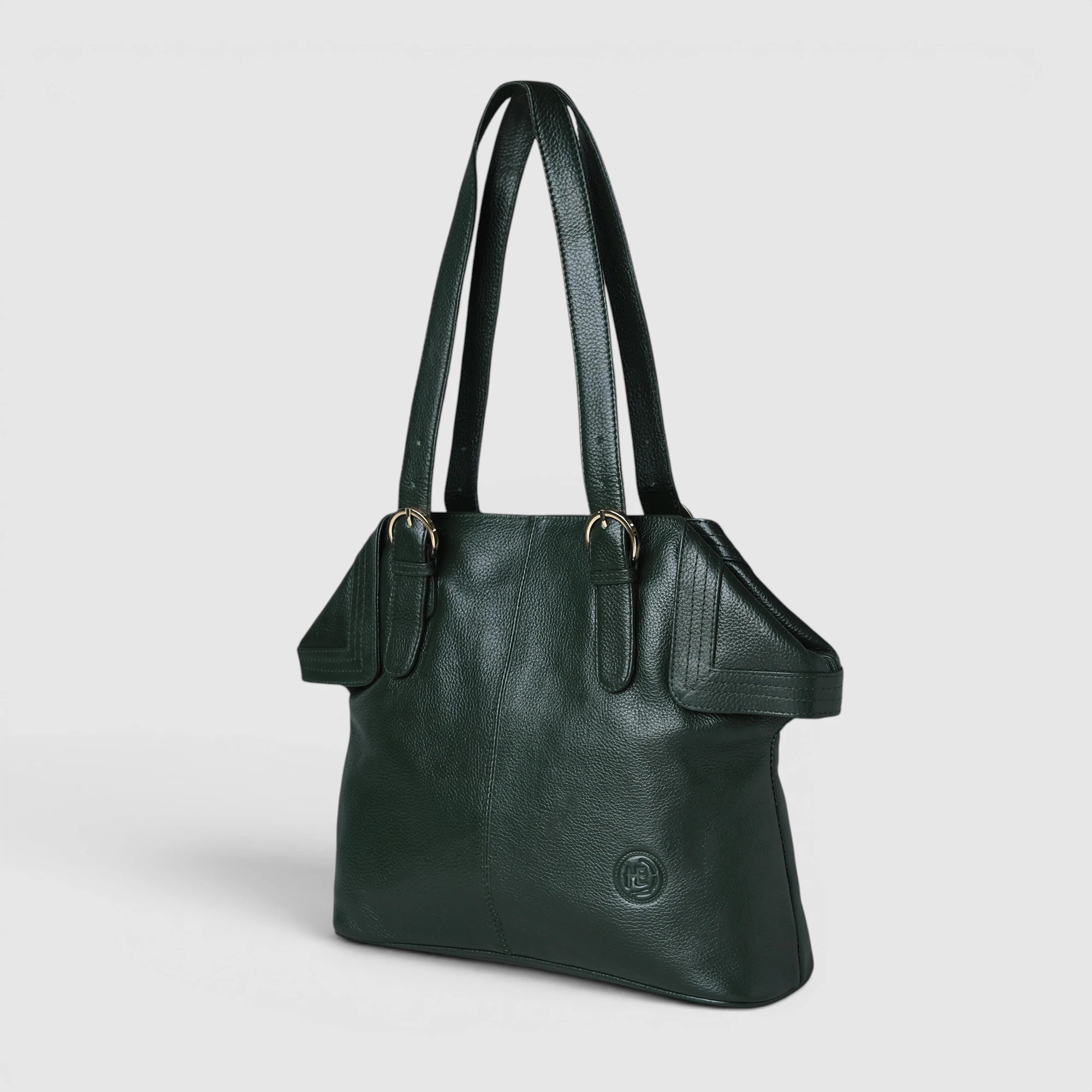 Aveline Leather Shoulder Tote – Rich Green