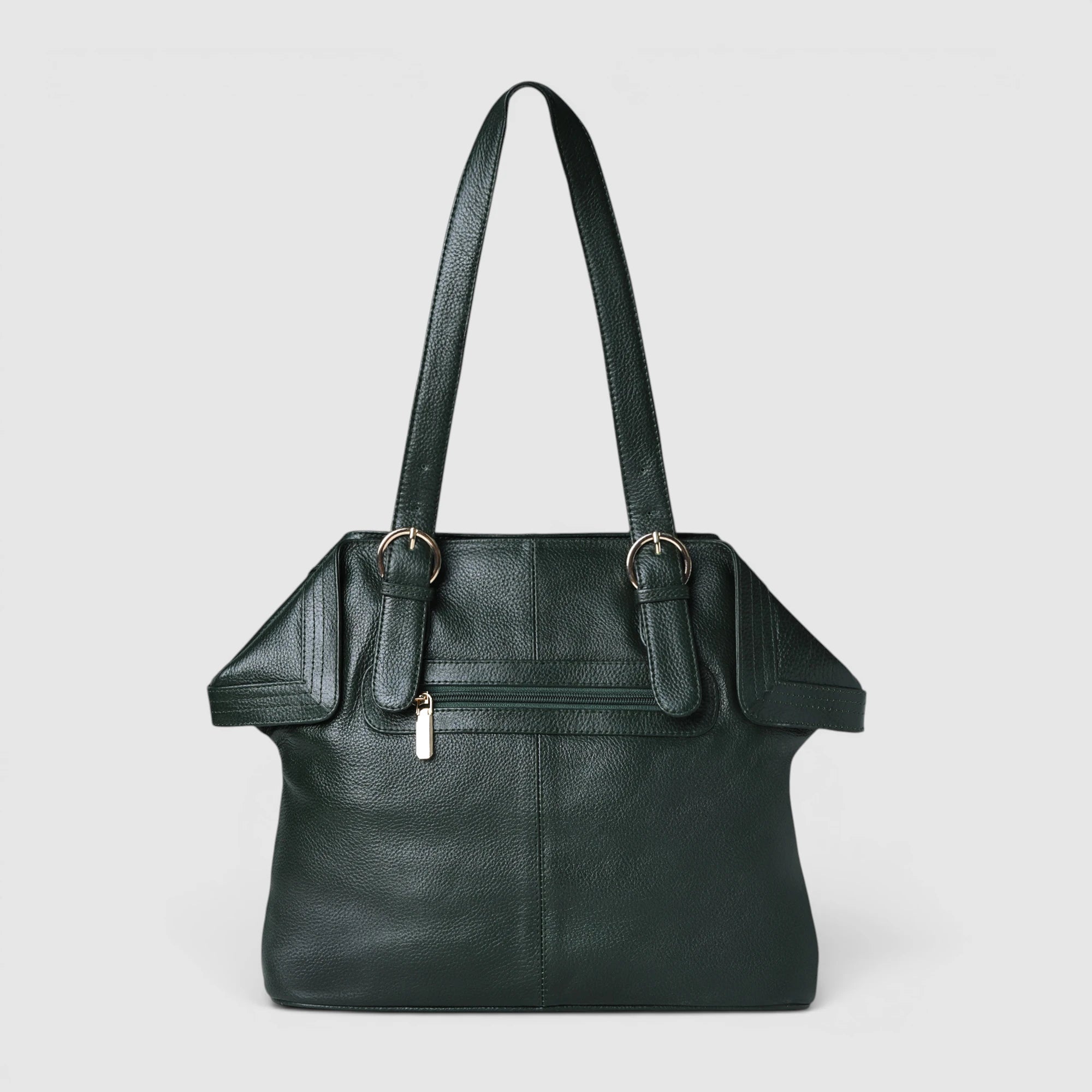 Aveline Leather Shoulder Tote – Rich Green
