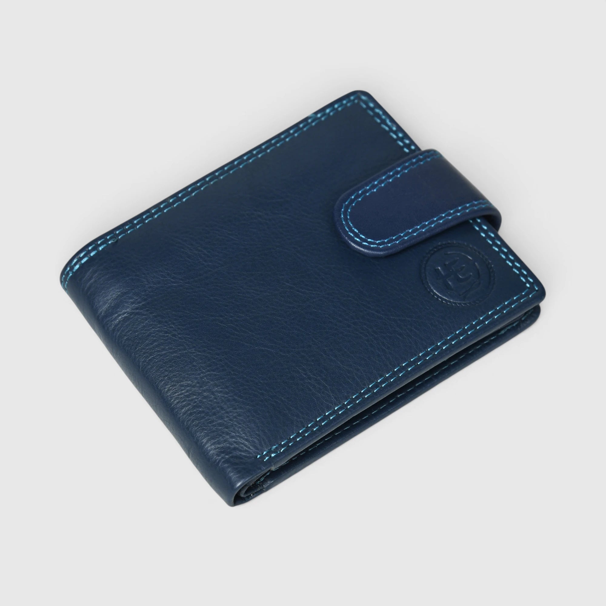 Executive Shield Leather Wallet – Midnight Blue