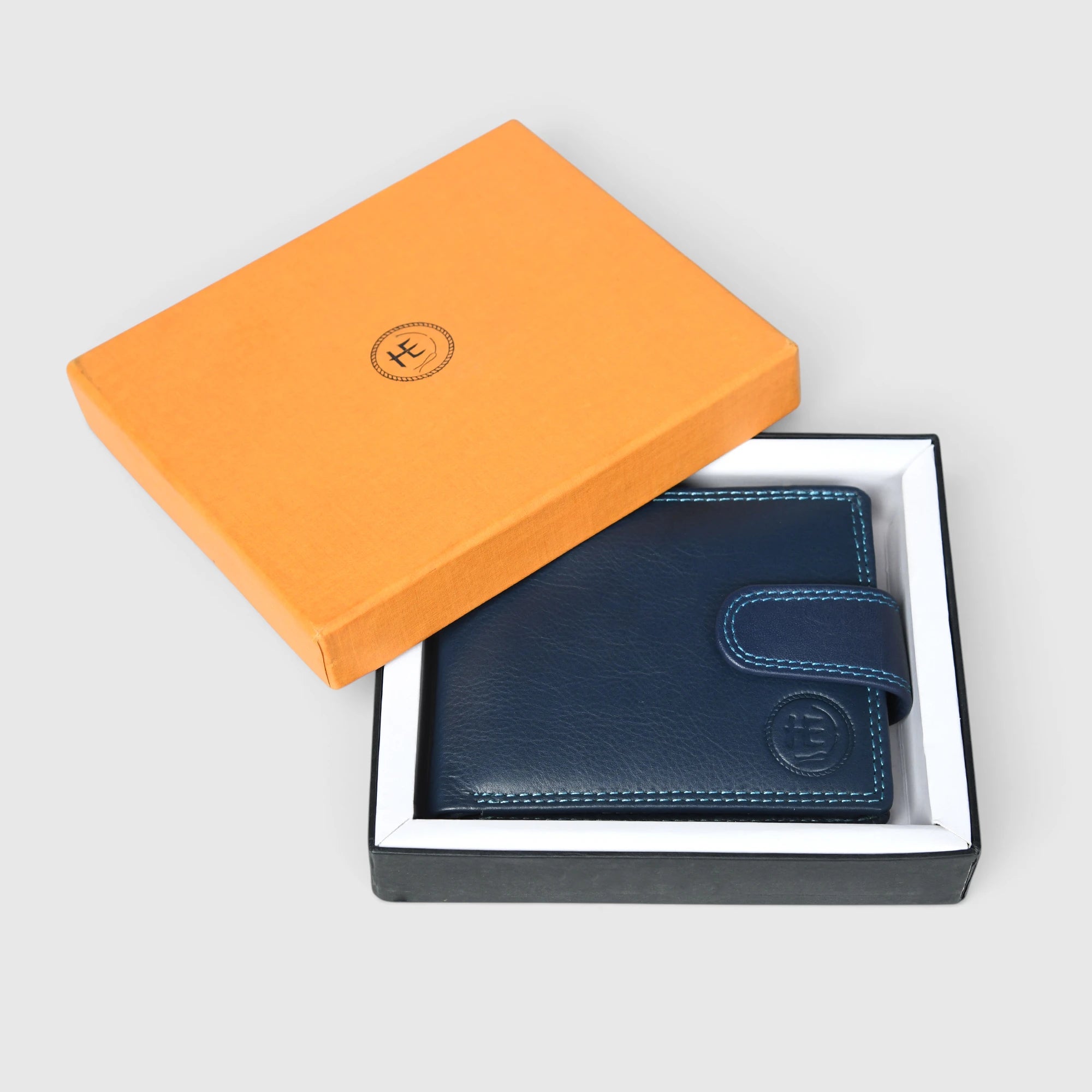 Executive Shield Leather Wallet – Midnight Blue