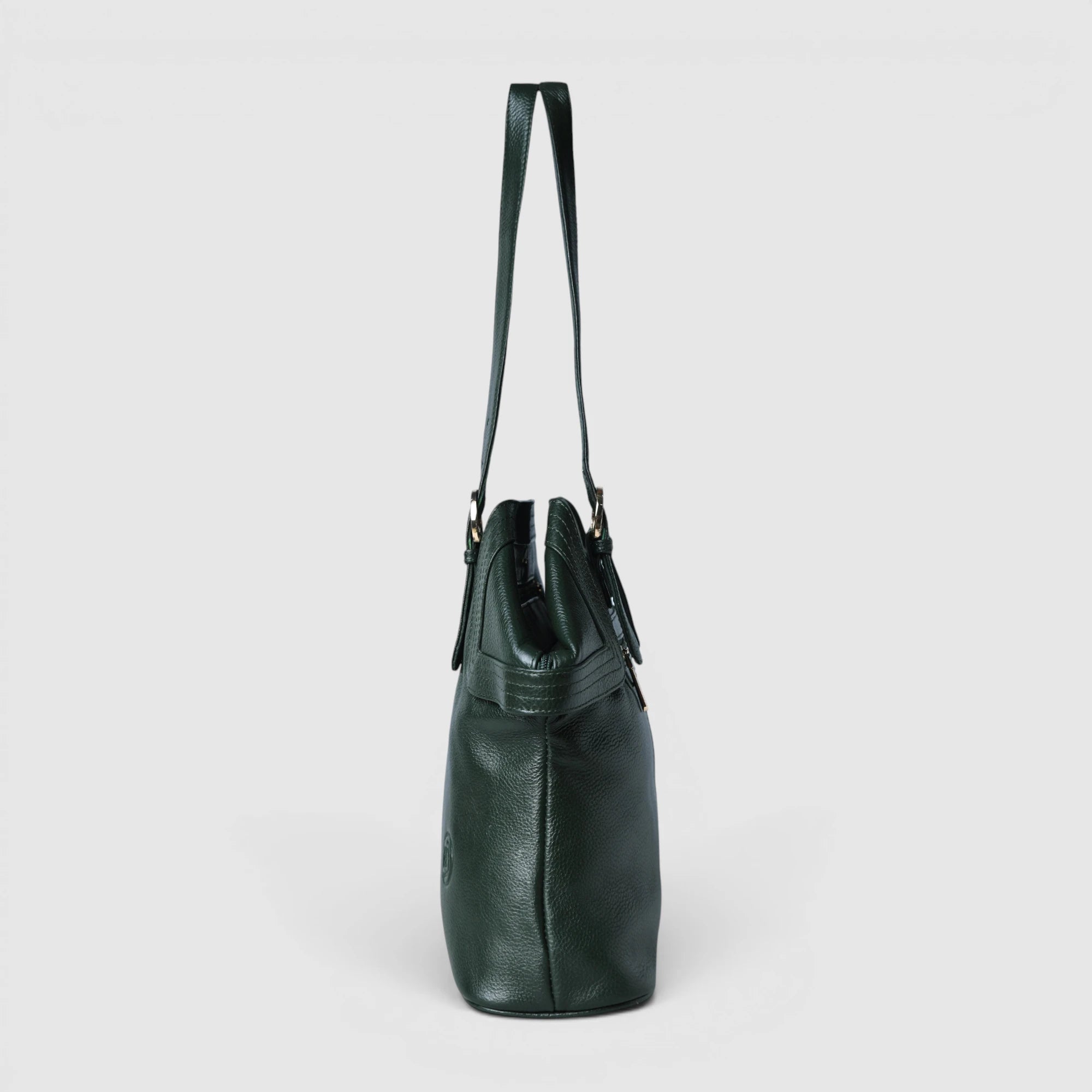 Aveline Leather Shoulder Tote – Rich Green
