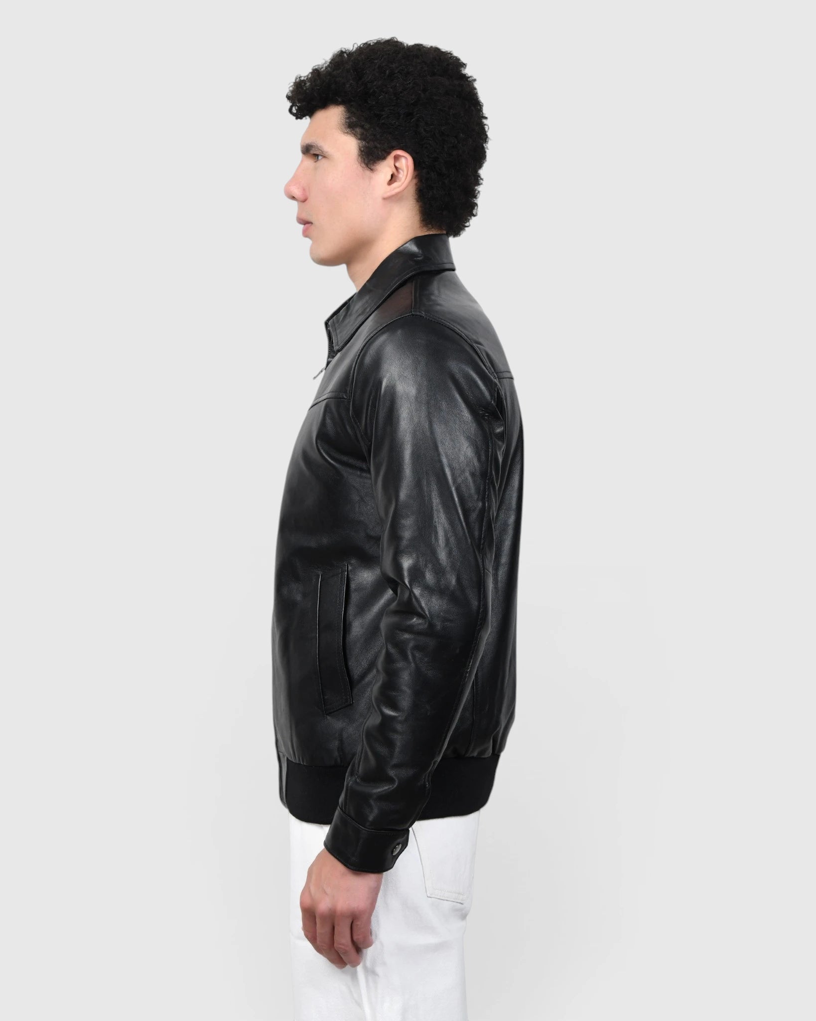 Heritage Drift Leather Bomber Jacket – Black