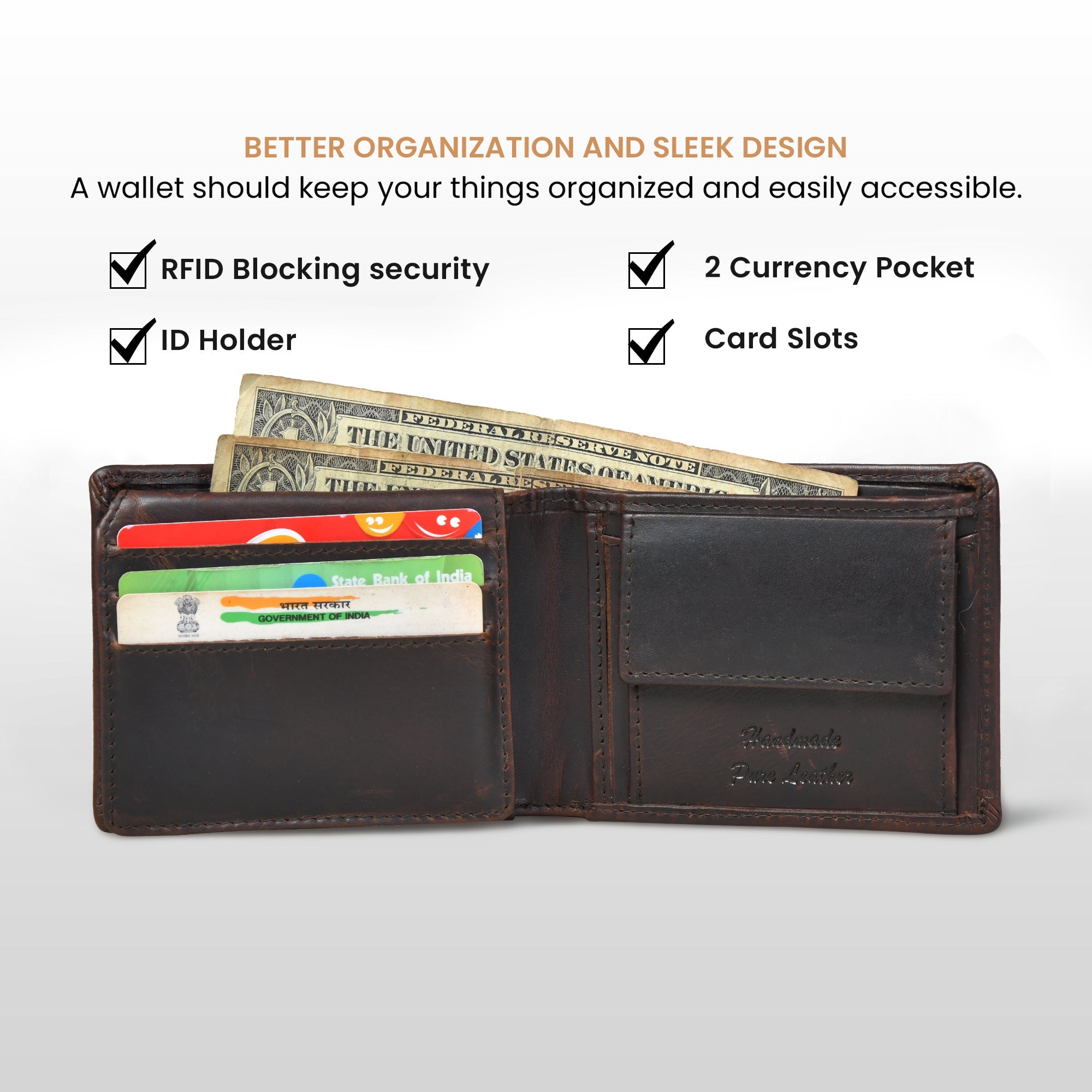Vintage Leather RFID Wallet -Espresso brown