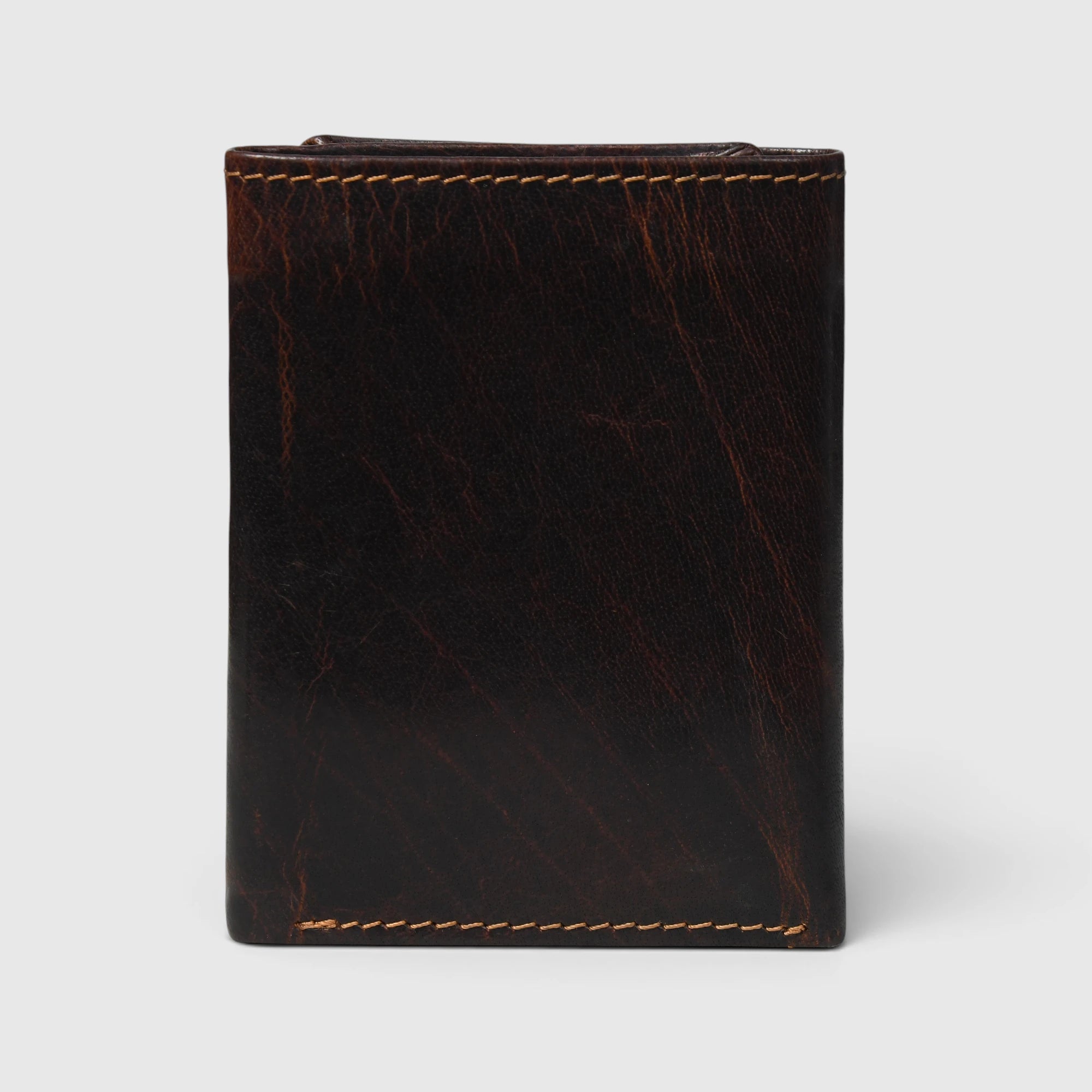 Midnight Luxe Vertical Bifold Wallet - Dark Brown