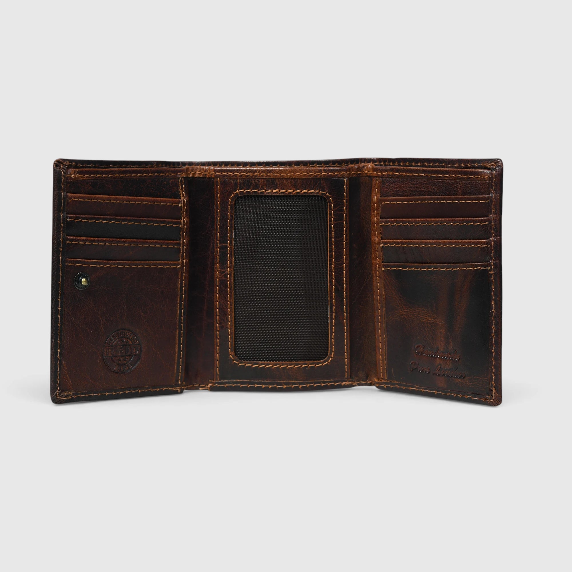 Midnight Luxe Vertical Bifold Wallet - Dark Brown
