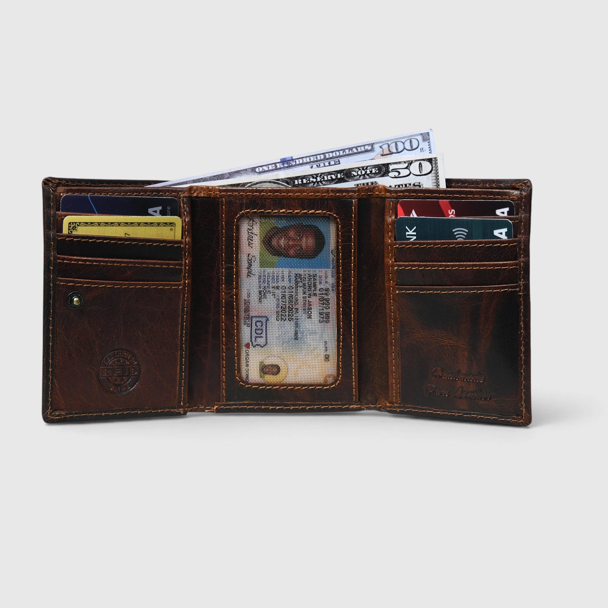 Midnight Luxe Vertical Bifold Wallet - Dark Brown