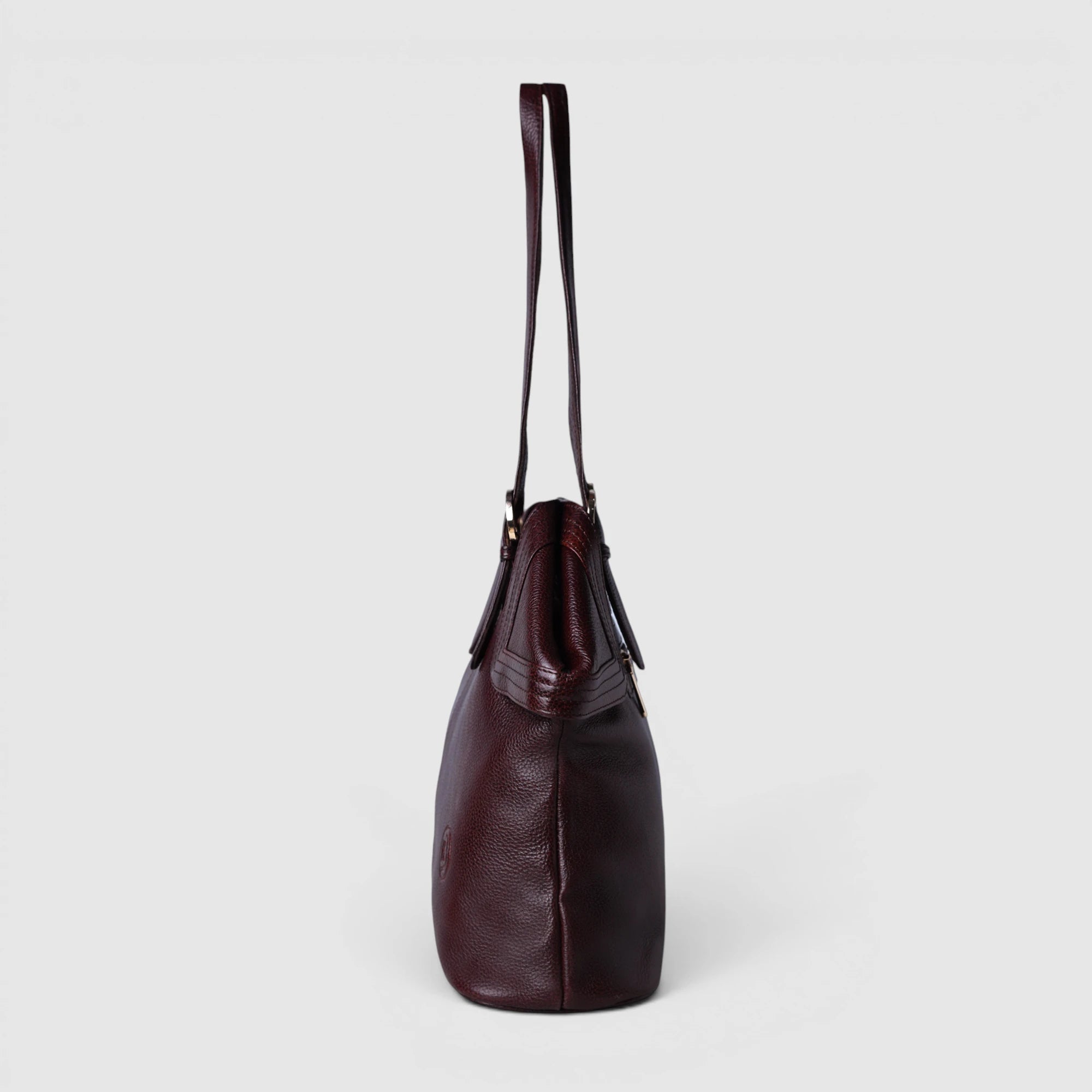 Aveline Leather Shoulder Tote – Maroon