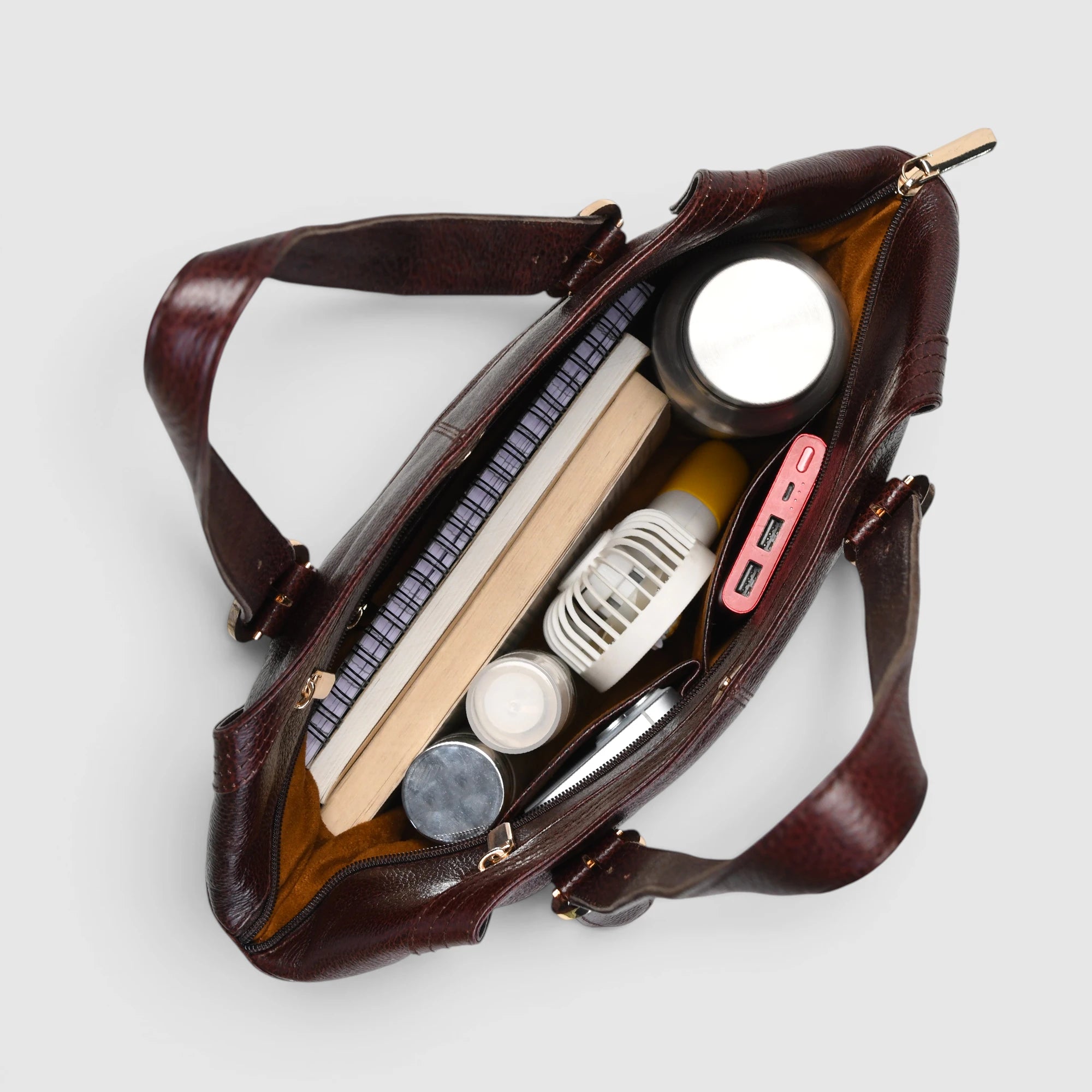 Aveline Leather Shoulder Tote – Maroon