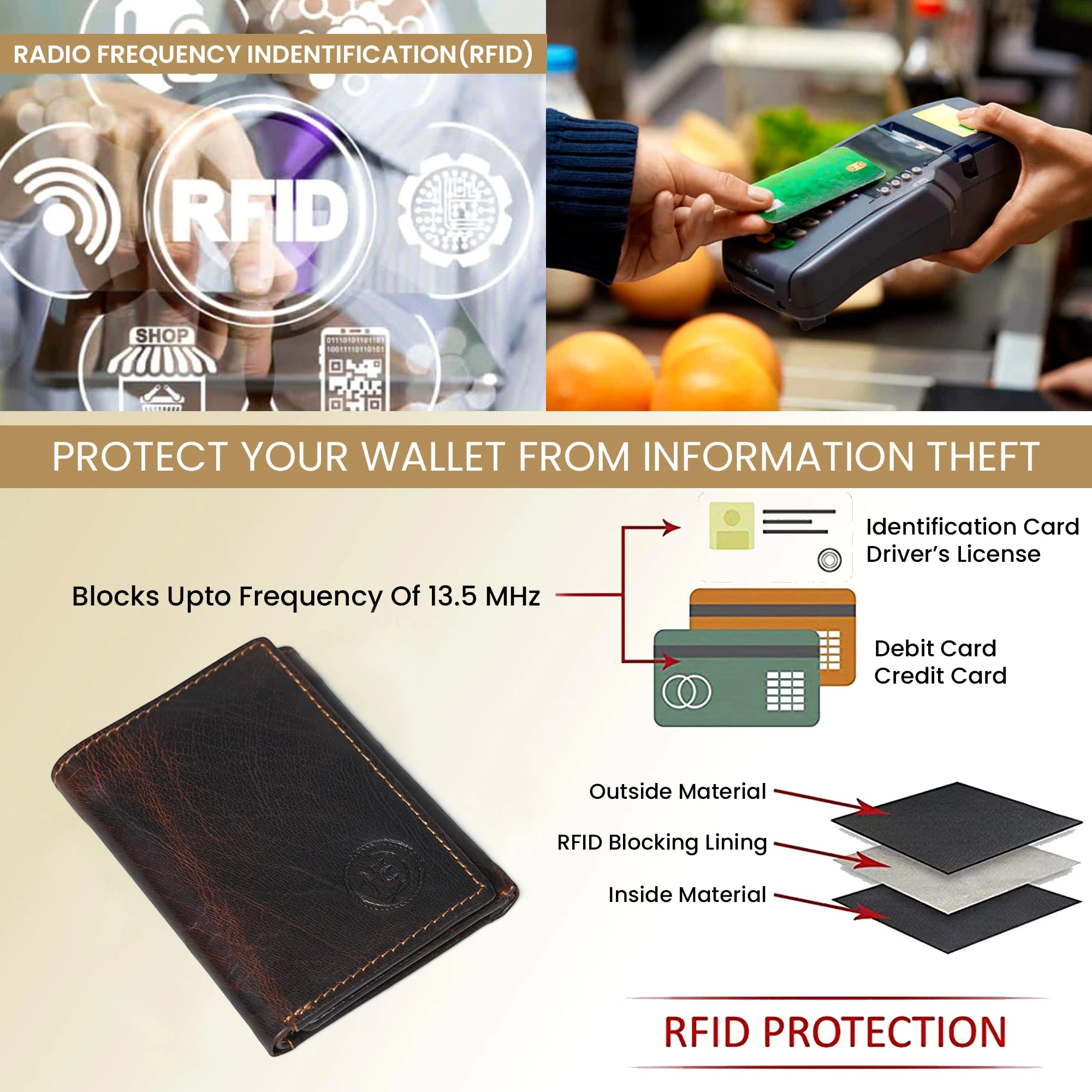 Midnight Luxe Vertical Bifold Wallet - Dark Brown
