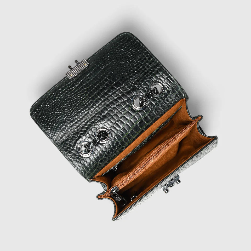 Obsidian Executive Leather Sling Bag - Rich Green