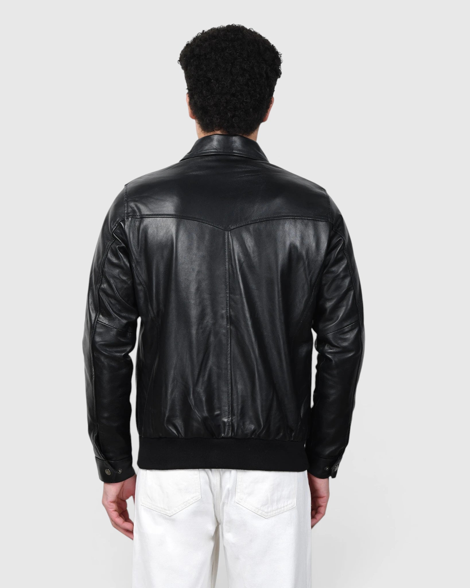Heritage Drift Leather Bomber Jacket – Black