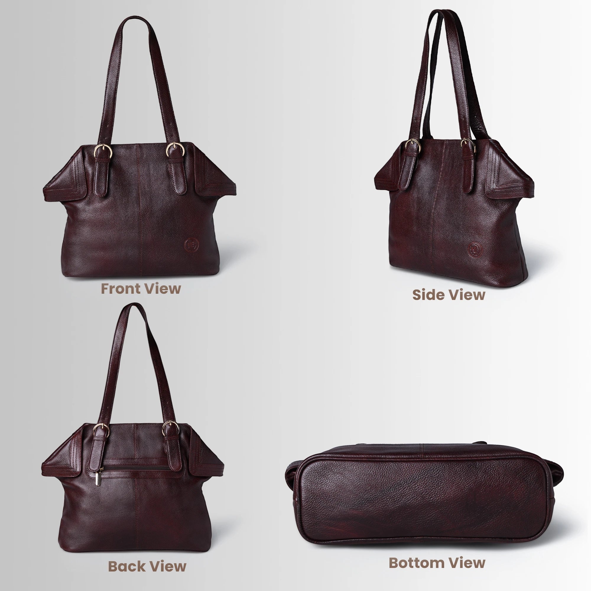 Aveline Leather Shoulder Tote – Maroon