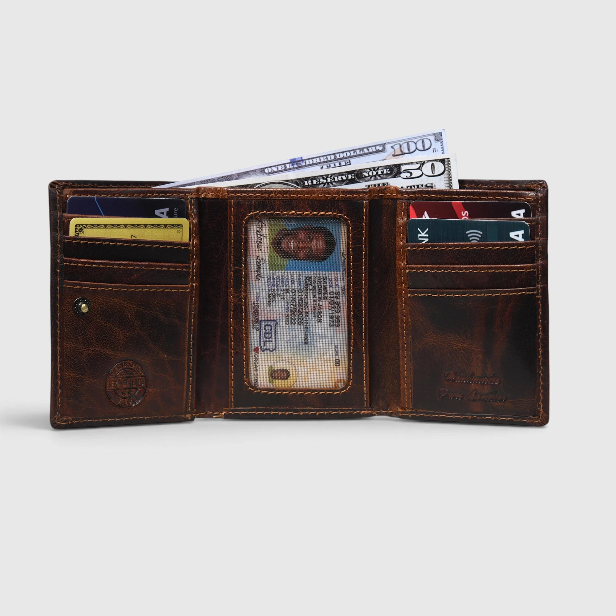 Midnight Luxe Vertical Bifold Wallet - Espresso brown