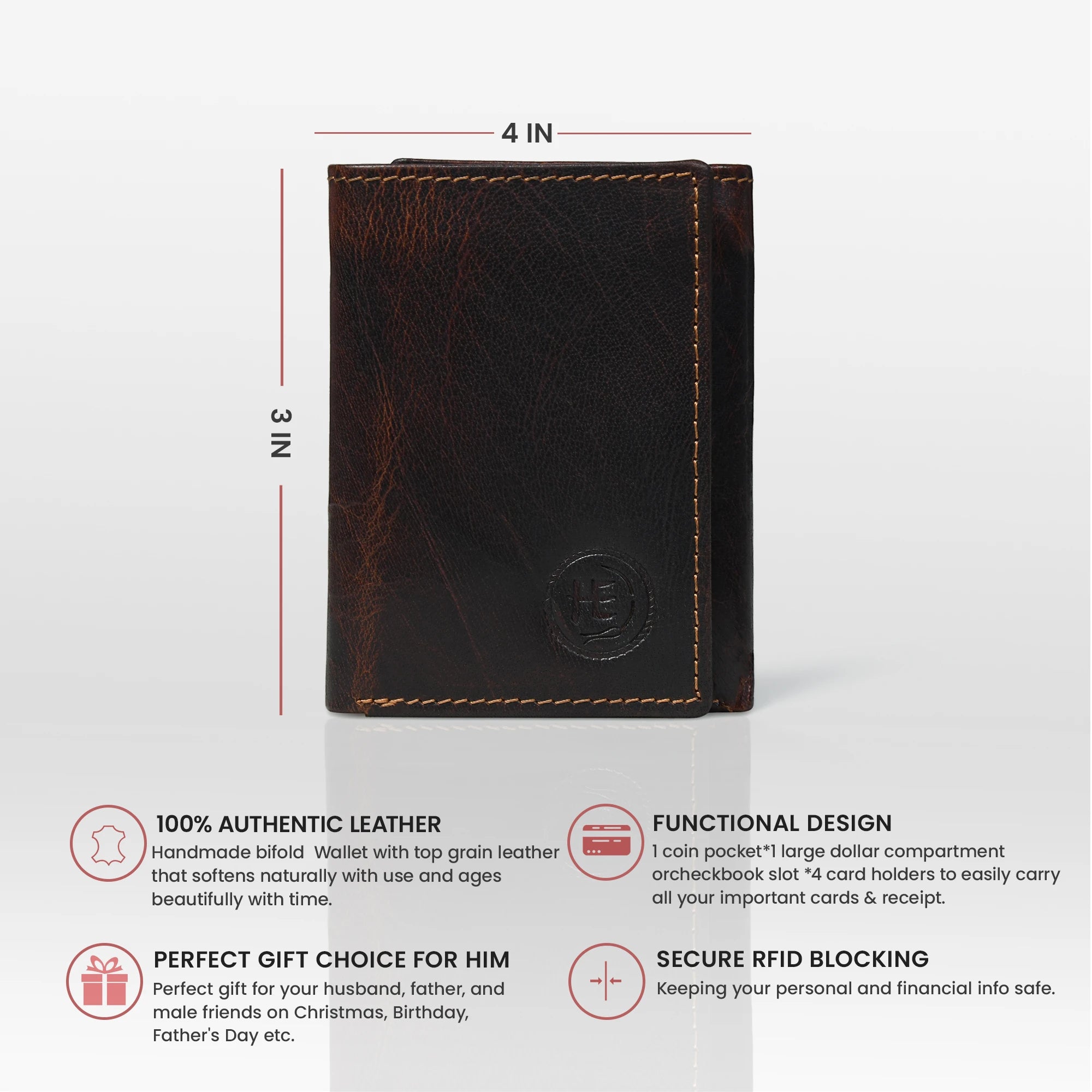 Midnight Luxe Vertical Bifold Wallet - Espresso brown