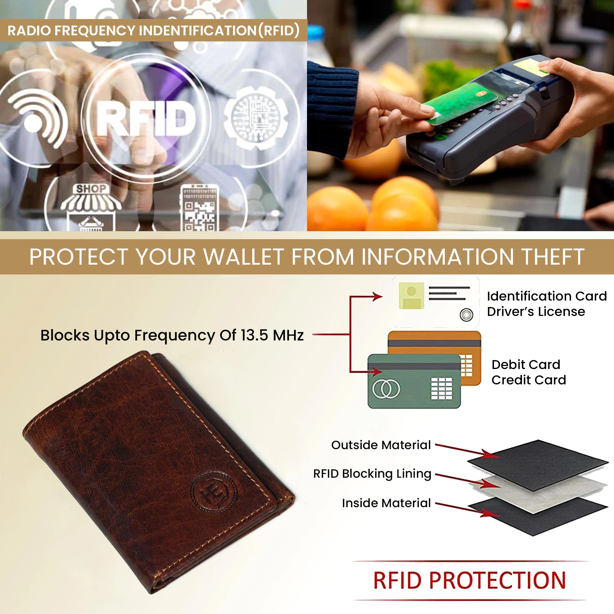 Midnight Luxe Vertical Bifold Wallet - Espresso brown