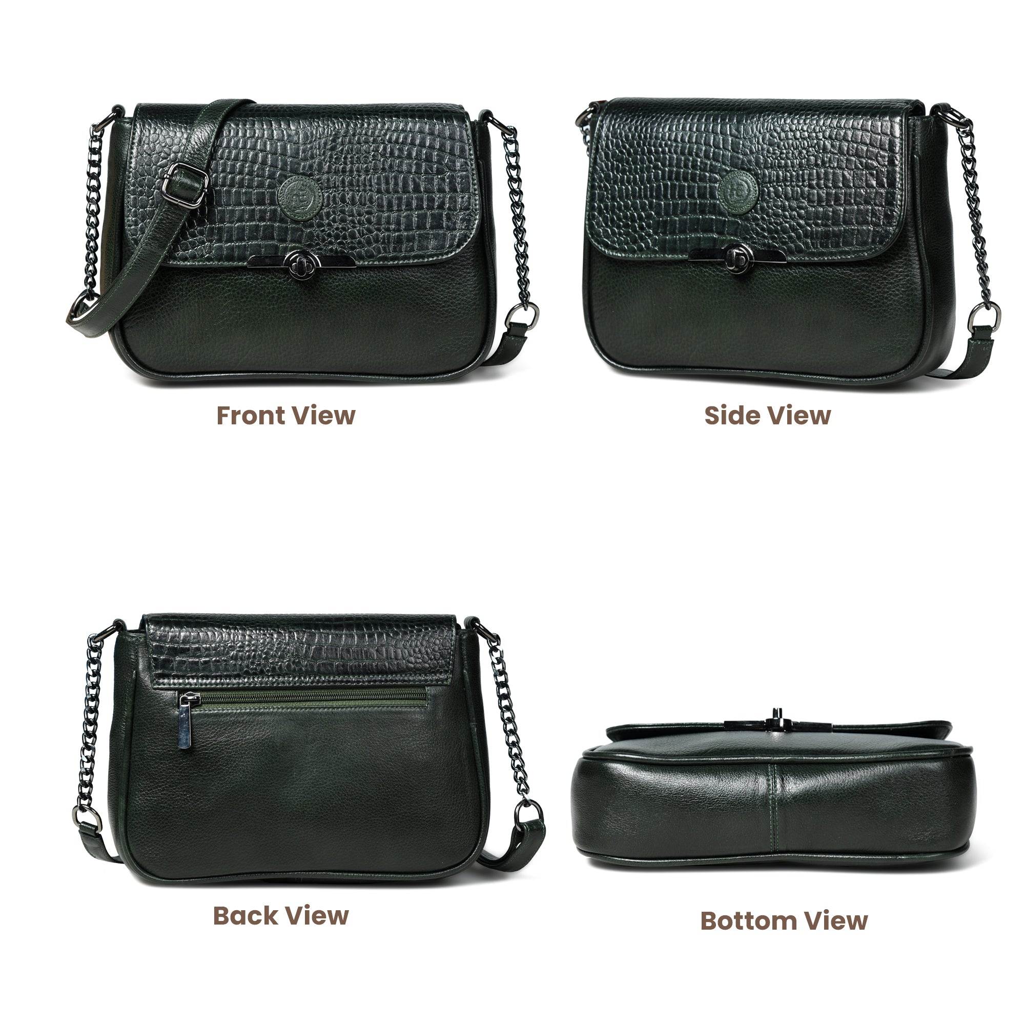 Regal Noir Croc Handbag - Rich Green