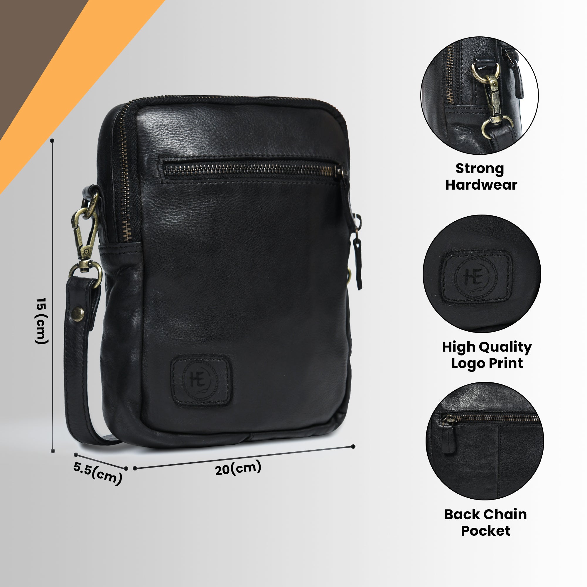 OxBlood Trail Leather Sling Bag – Black Colour