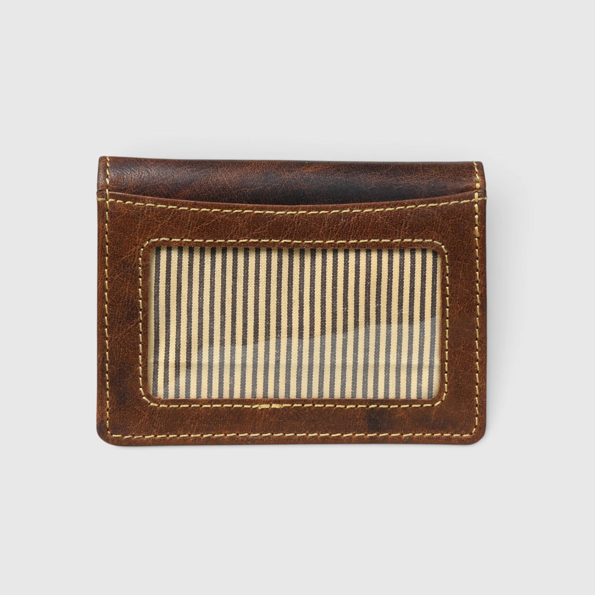 Emerald Regency Compact Vintage Leather Card Wallet - Brown Colour