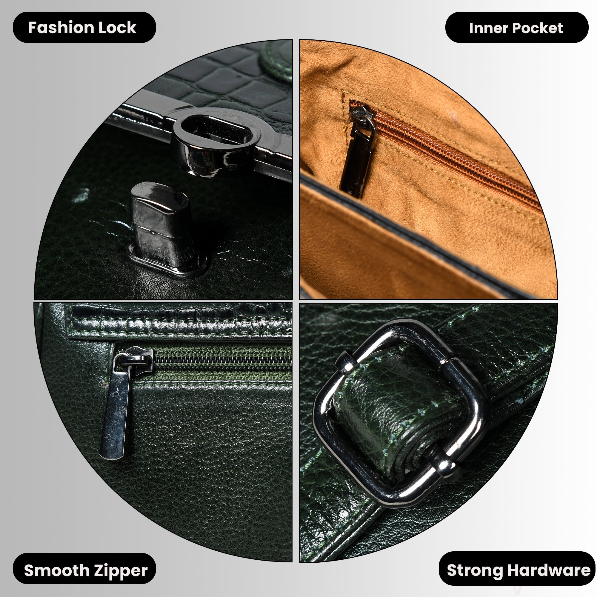 Regal Noir Croc Handbag - Rich Green