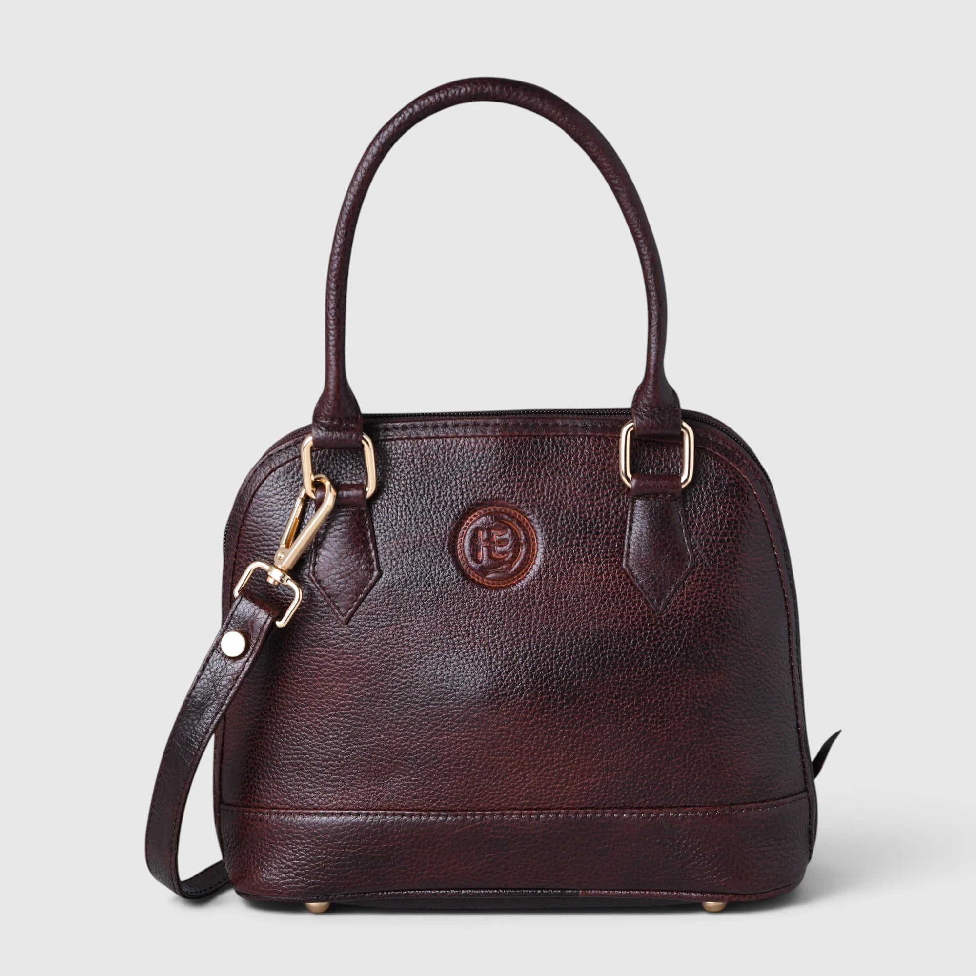 The Monroe Classic Leather Satchel - Maroon color