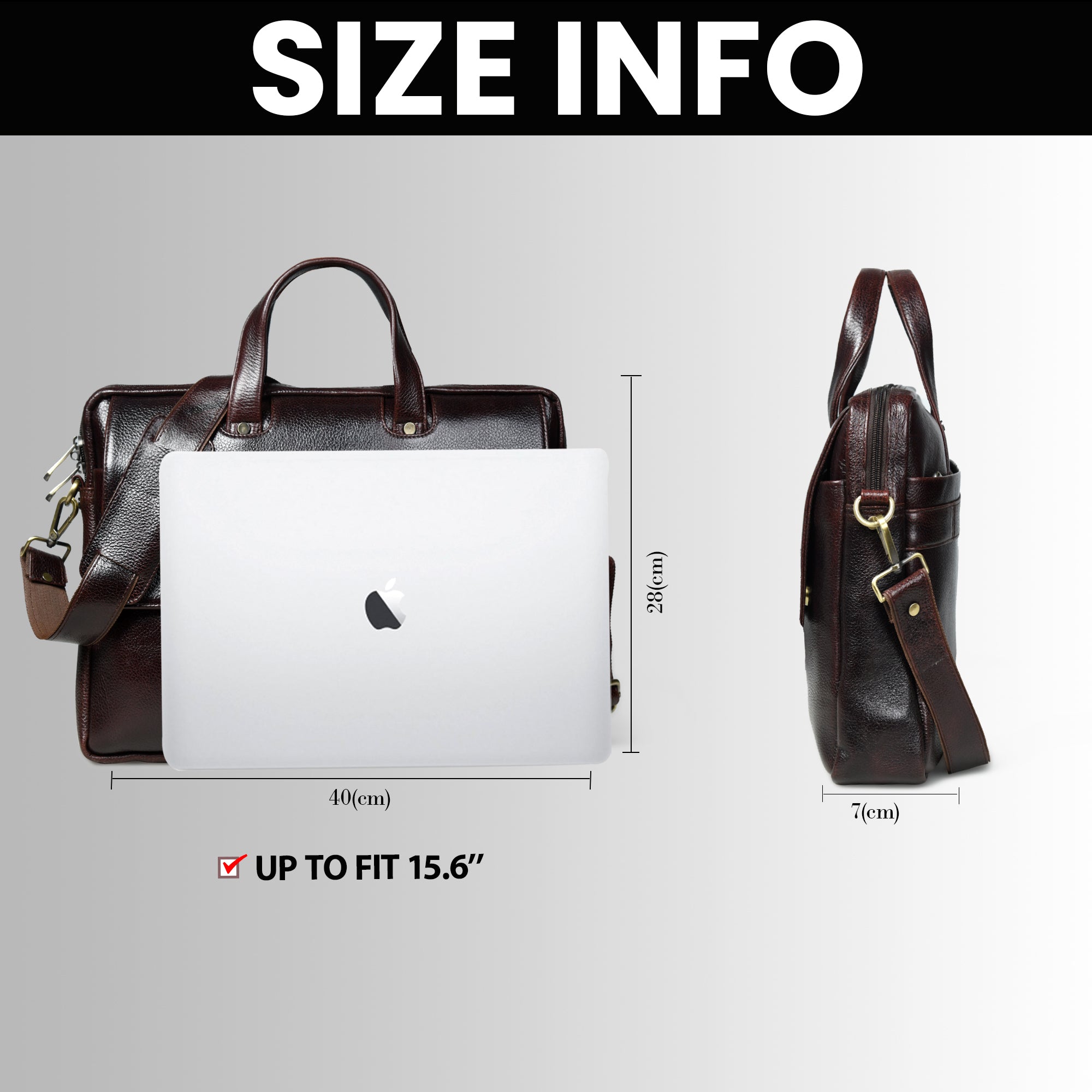 Executive Edge Leather Laptop Briefcase - Espresso brown