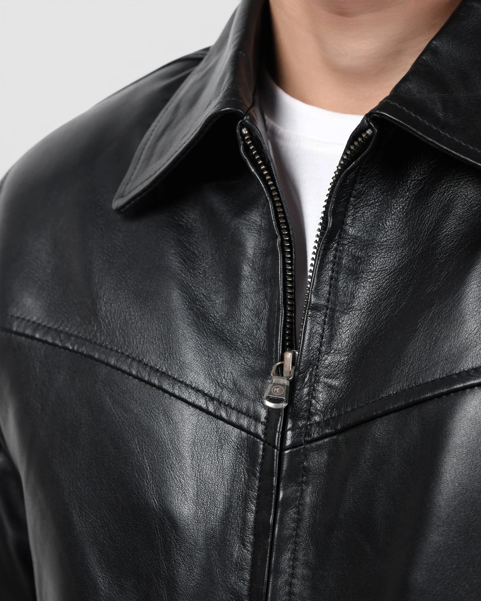 Heritage Drift Leather Bomber Jacket – Black