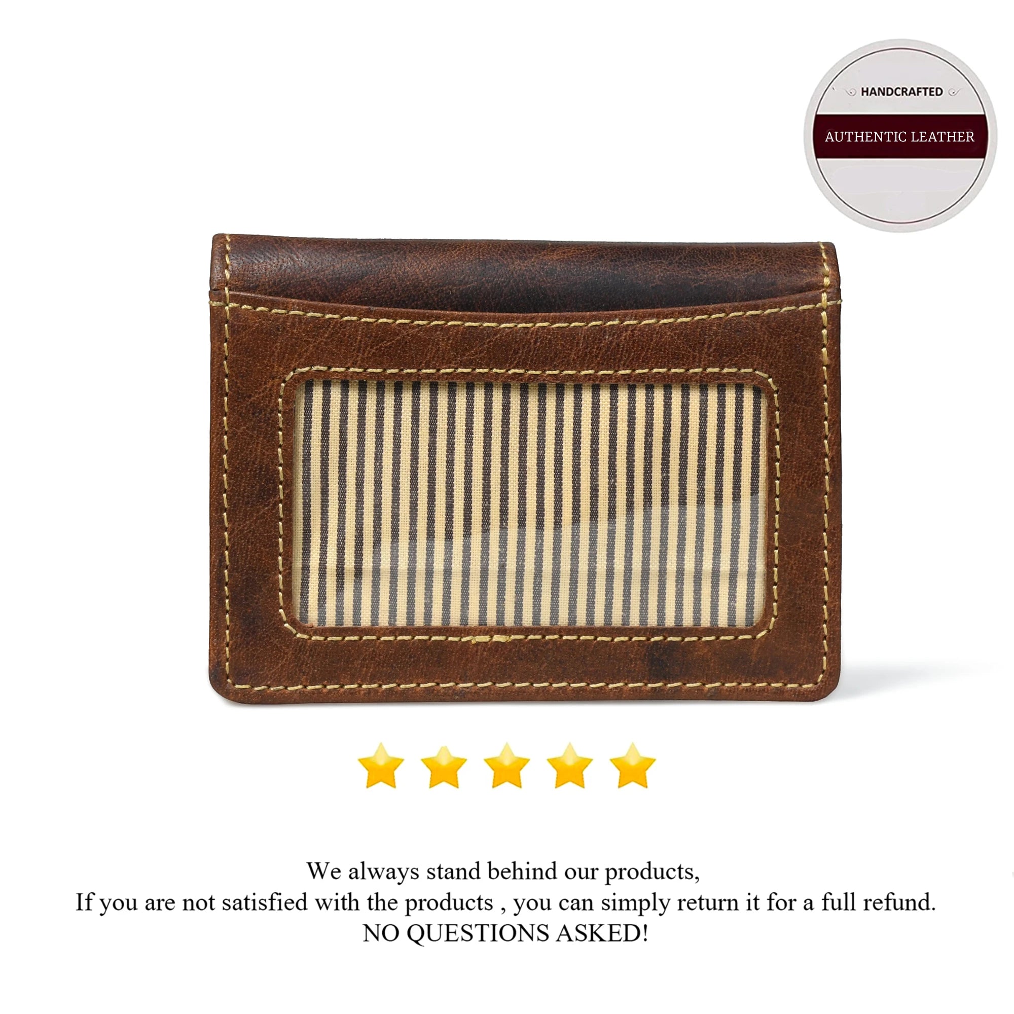 Emerald Regency Compact Vintage Leather Card Wallet - Brown Colour