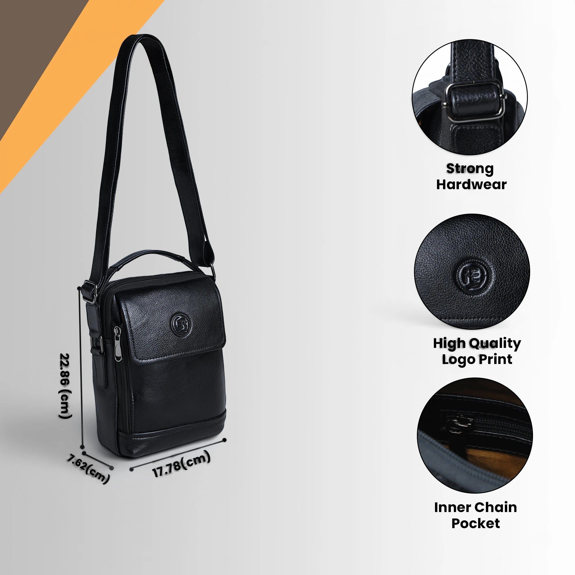 Mason Leather Crossbody Bag - Black Color